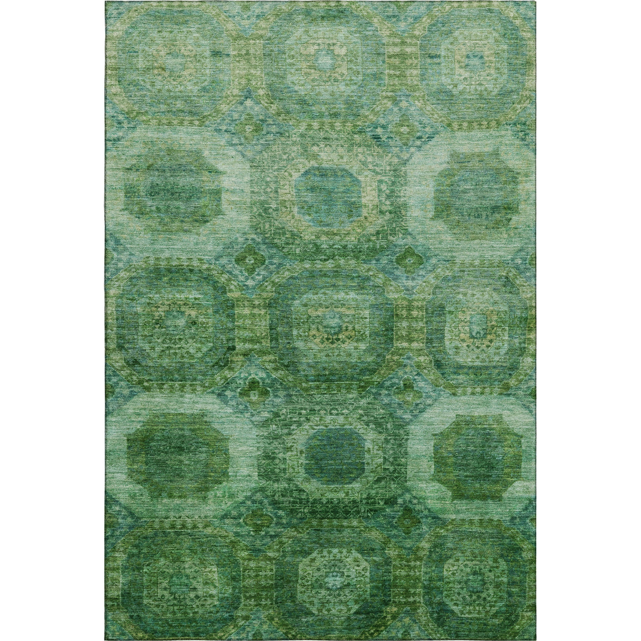 Prague Machine Washable Transitional Emerald Green Rug 2'6" x 3'10" #shape_Rectangle