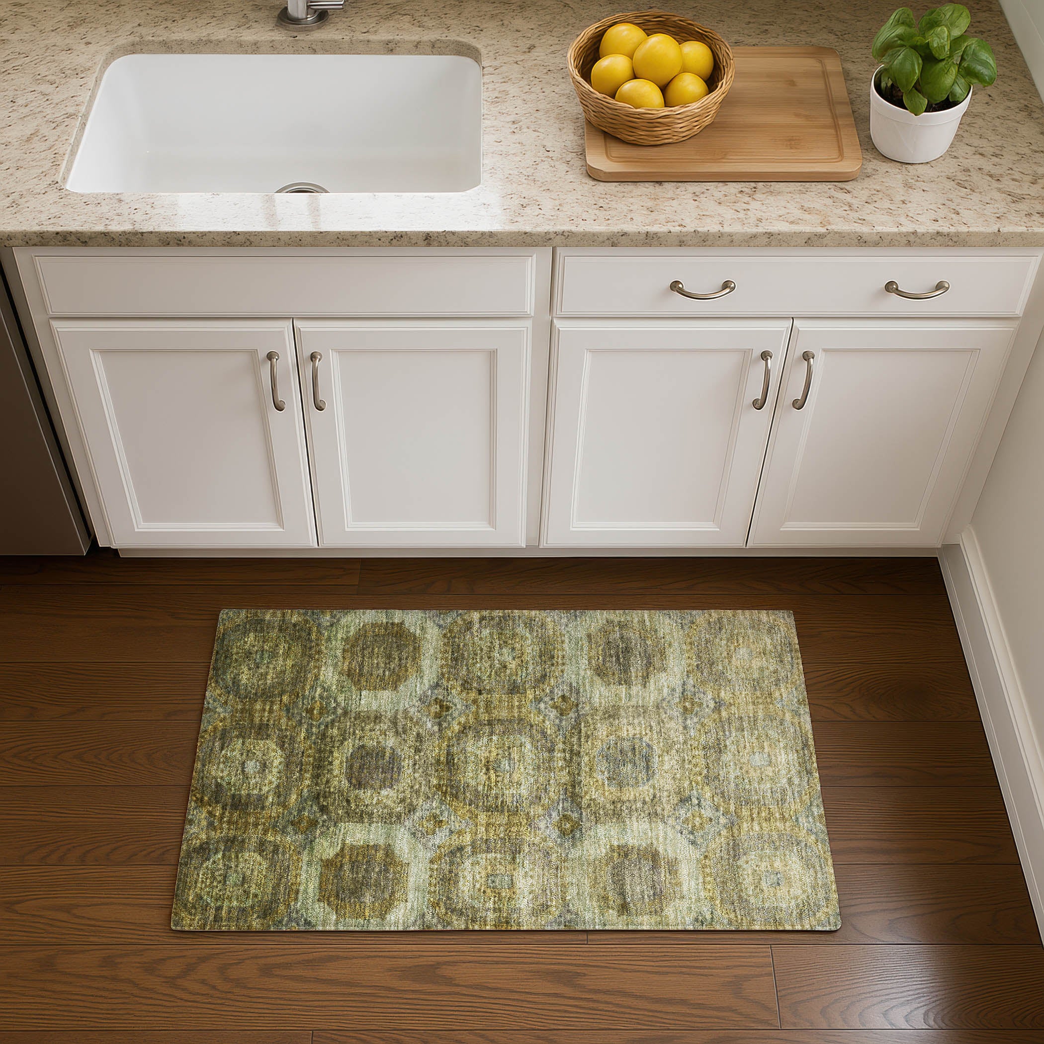 Prague Machine Washable Transitional Gold Rug 1'8" x 2'6" #shape_Rectangle