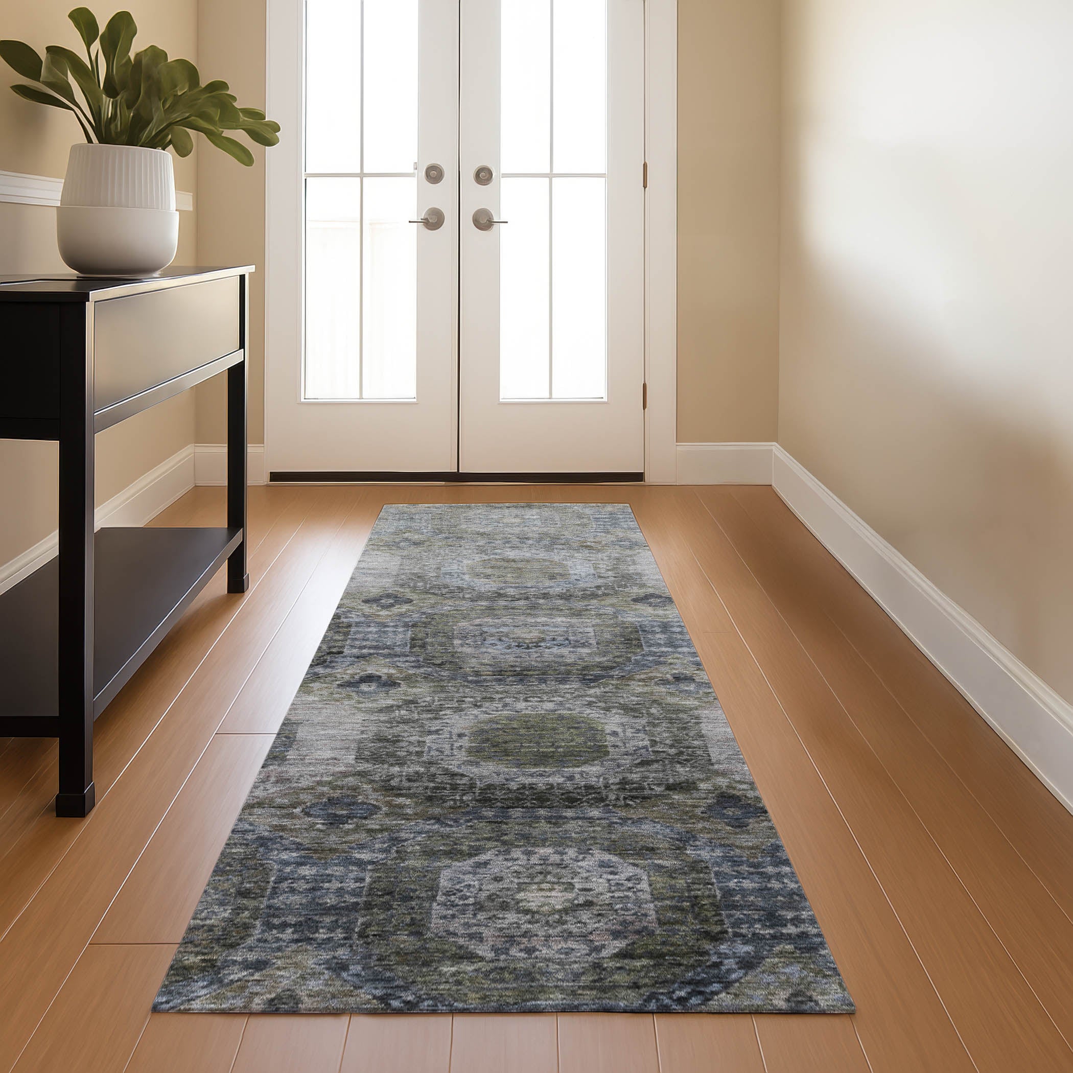 Prague Machine Washable Transitional Mocha Brown Rug 2'3" x 7'6" #shape_Runner