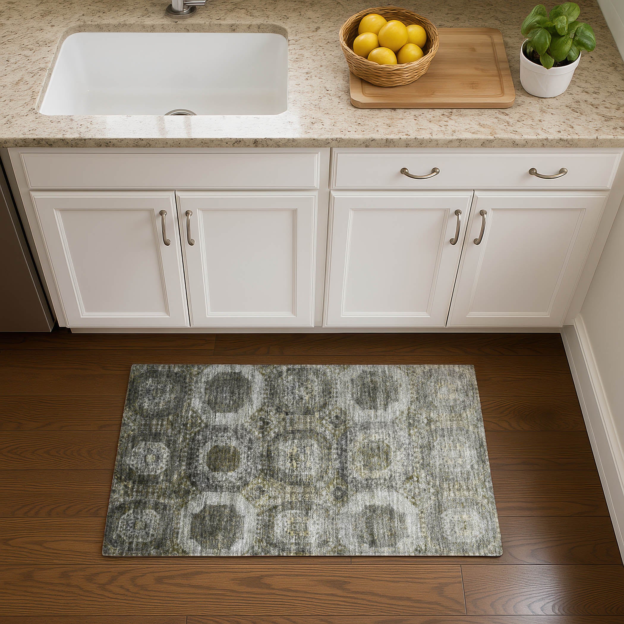 Prague Machine Washable Transitional Pewter Gray Rug 1'8" x 2'6" #shape_Rectangle