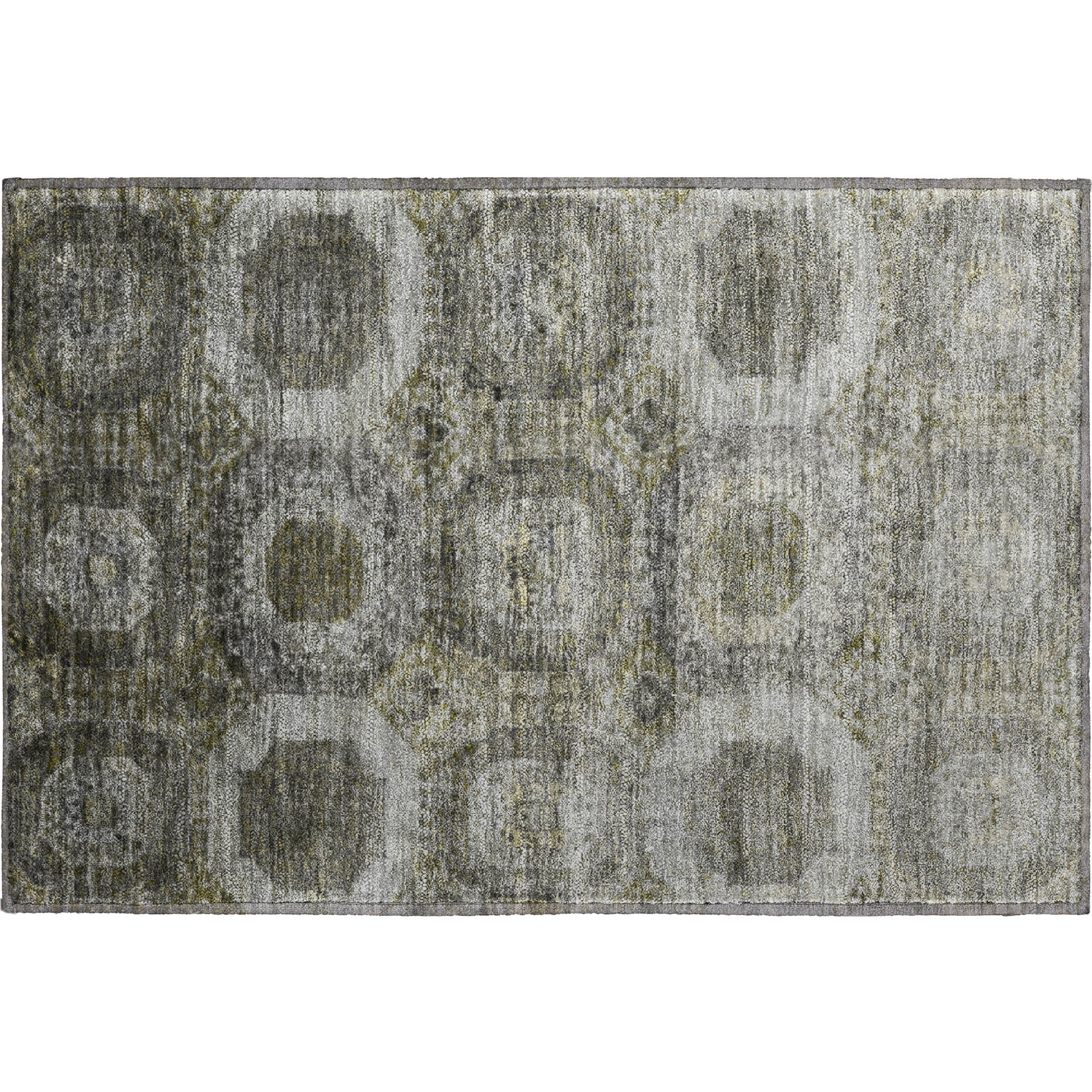 Prague Machine Washable Transitional Pewter Gray Rug 1'8" x 2'6" #shape_Rectangle