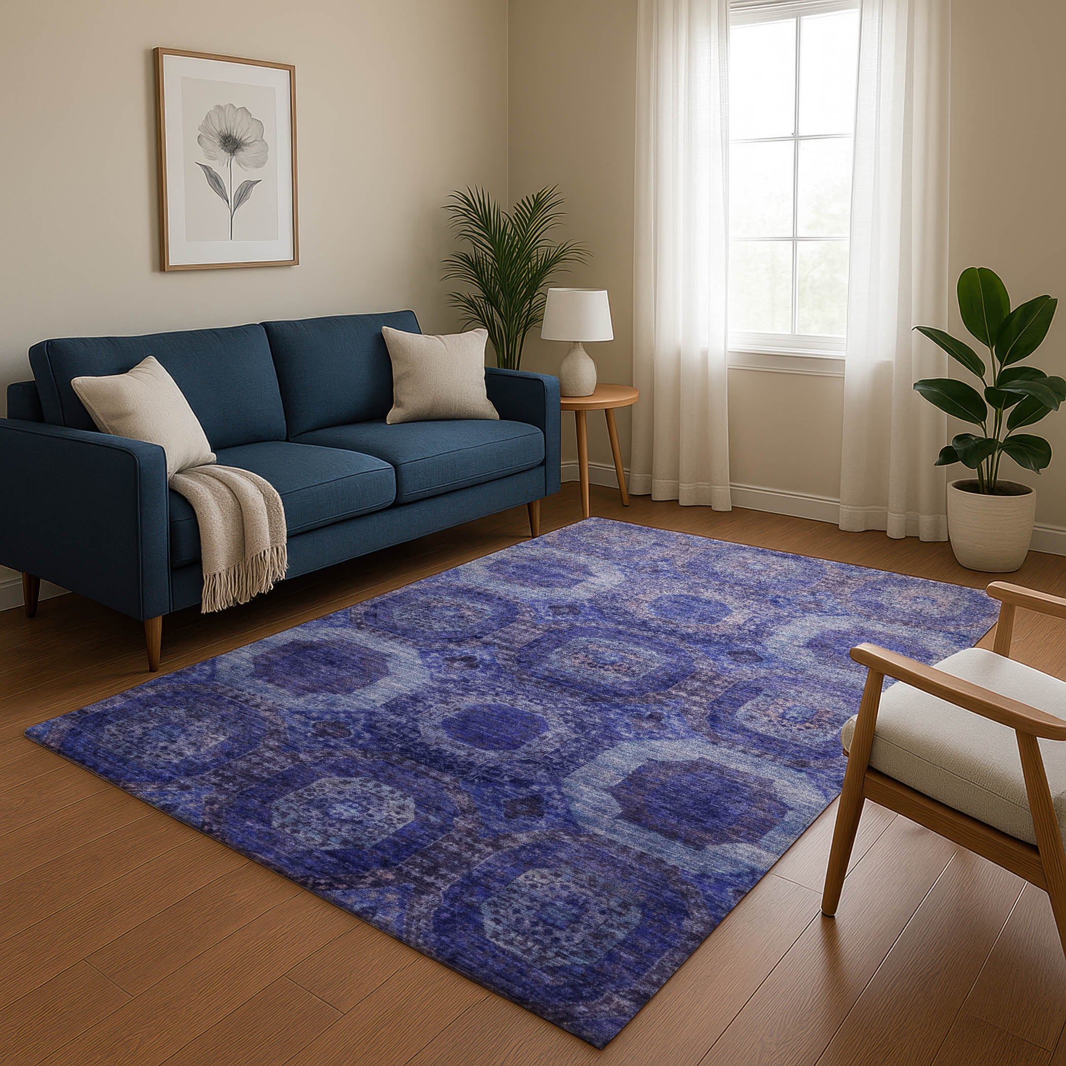 Prague Machine Washable Transitional Purple Rug 2'6" x 3'10" #shape_Rectangle