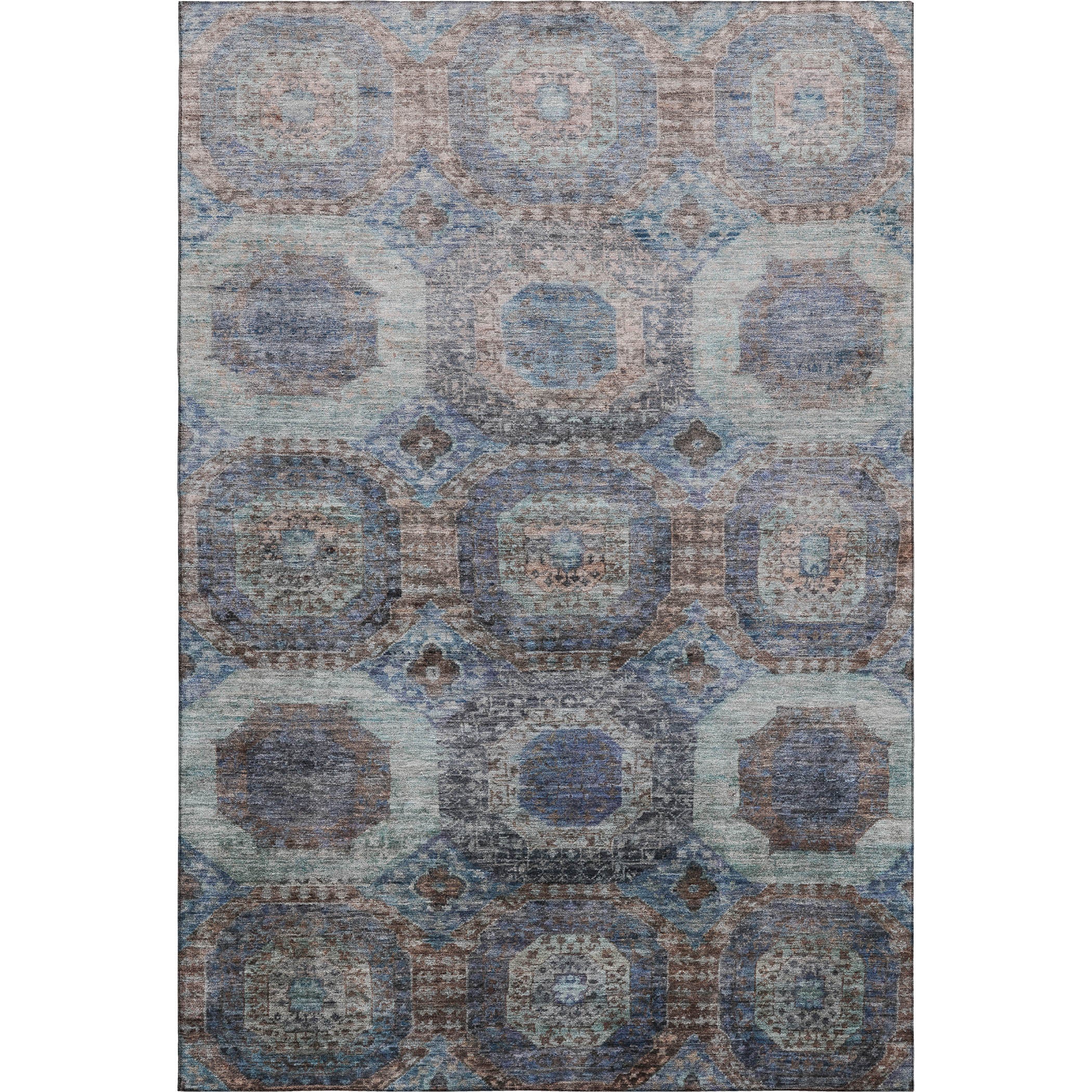 Prague Machine Washable Transitional Teal Rug 2'6" x 3'10" #shape_Rectangle