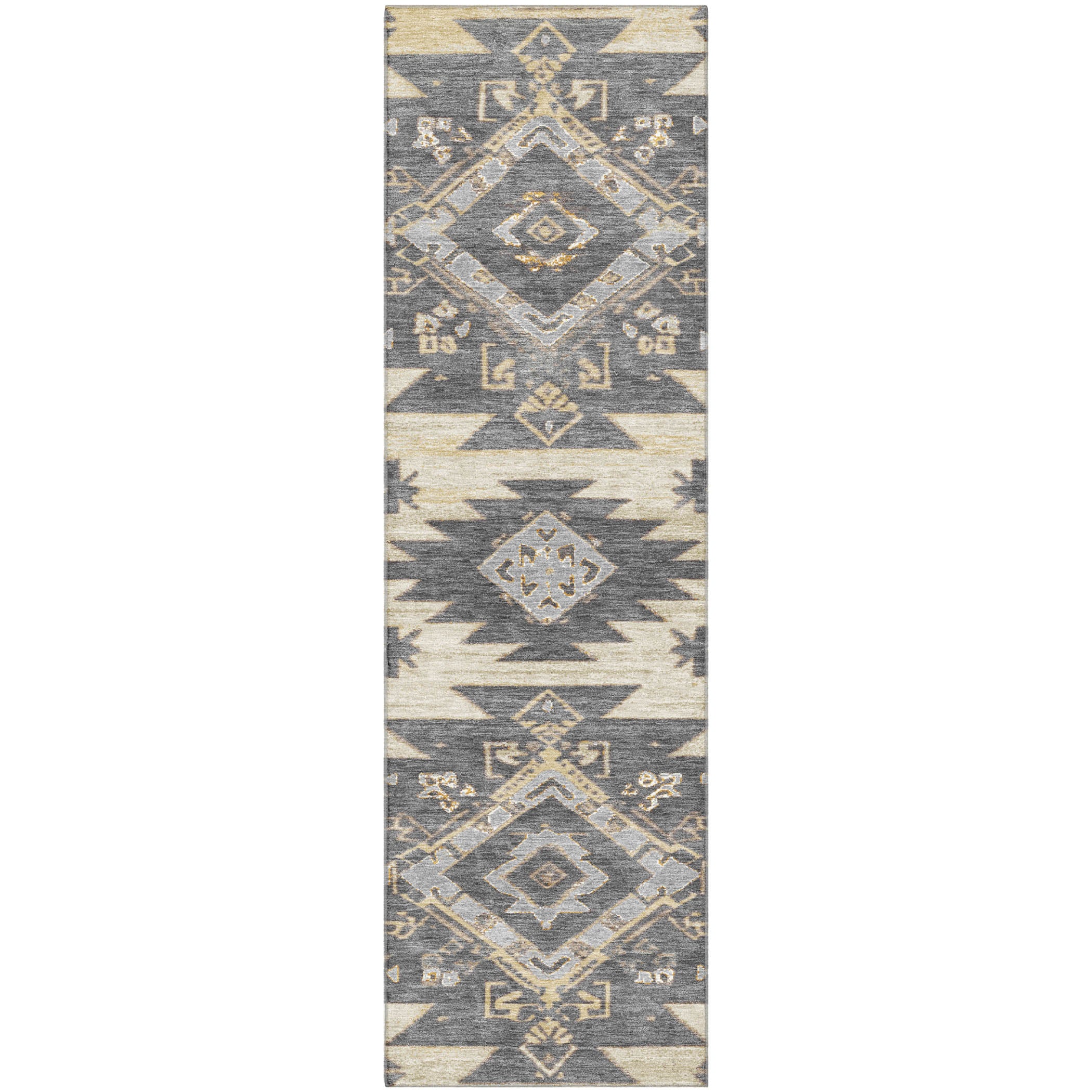 Florence Machine Washable Transitional Beige Brown Rug 2'3" x 7'6" #shape_Runner