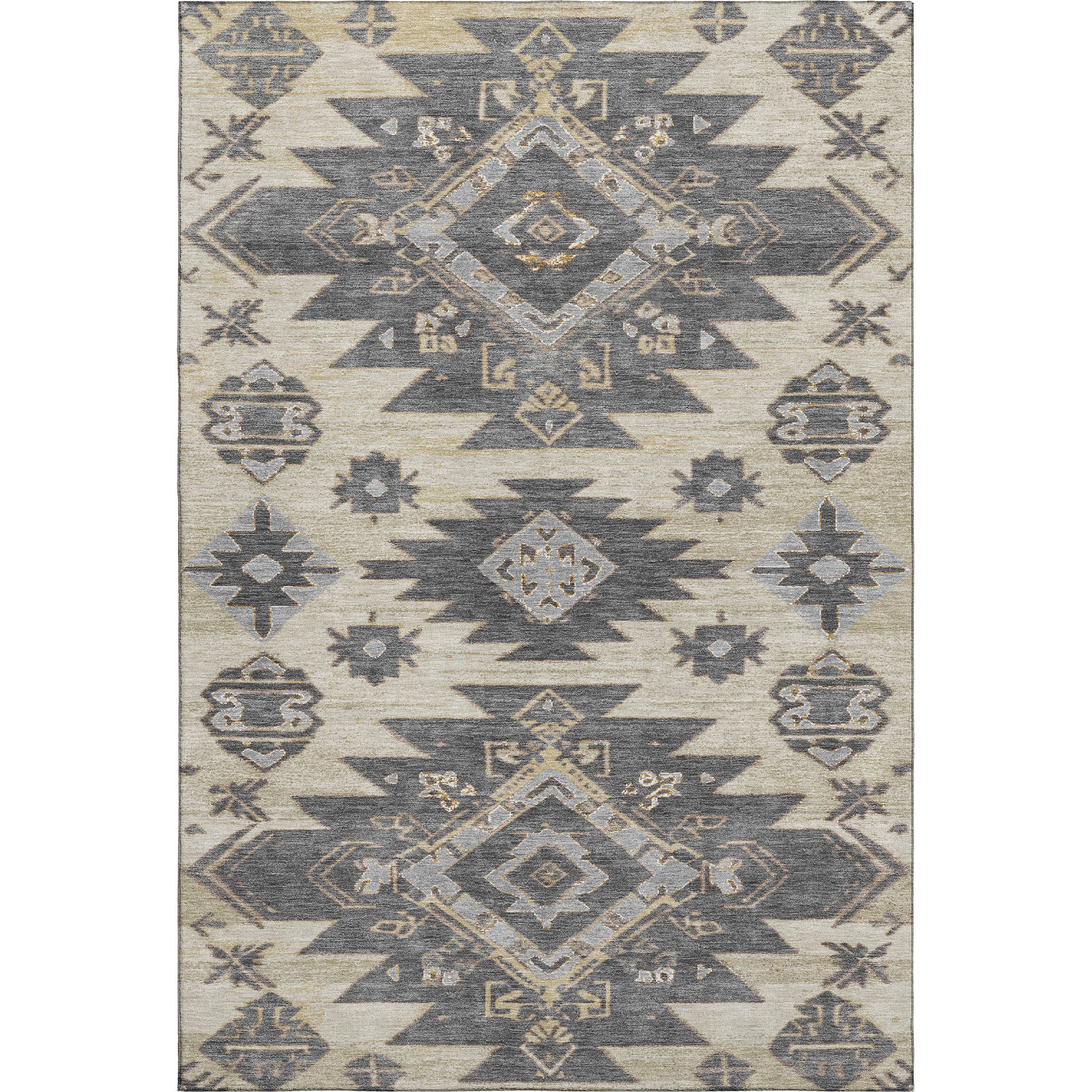 Florence Machine Washable Transitional Beige Brown Rug 2'6" x 3'10" #shape_Rectangle