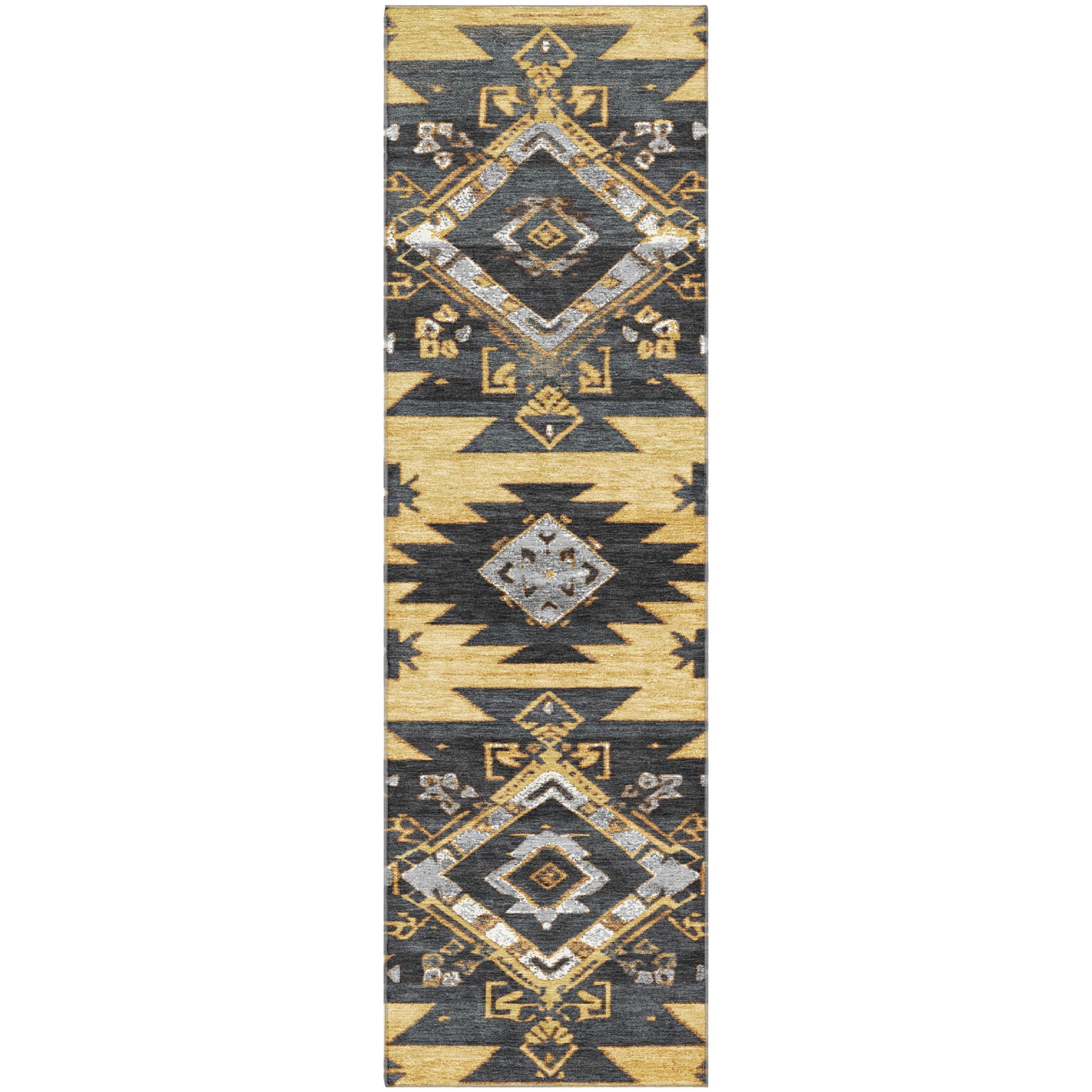 Florence Machine Washable Transitional Gold Rug 2'3" x 7'6" #shape_Runner