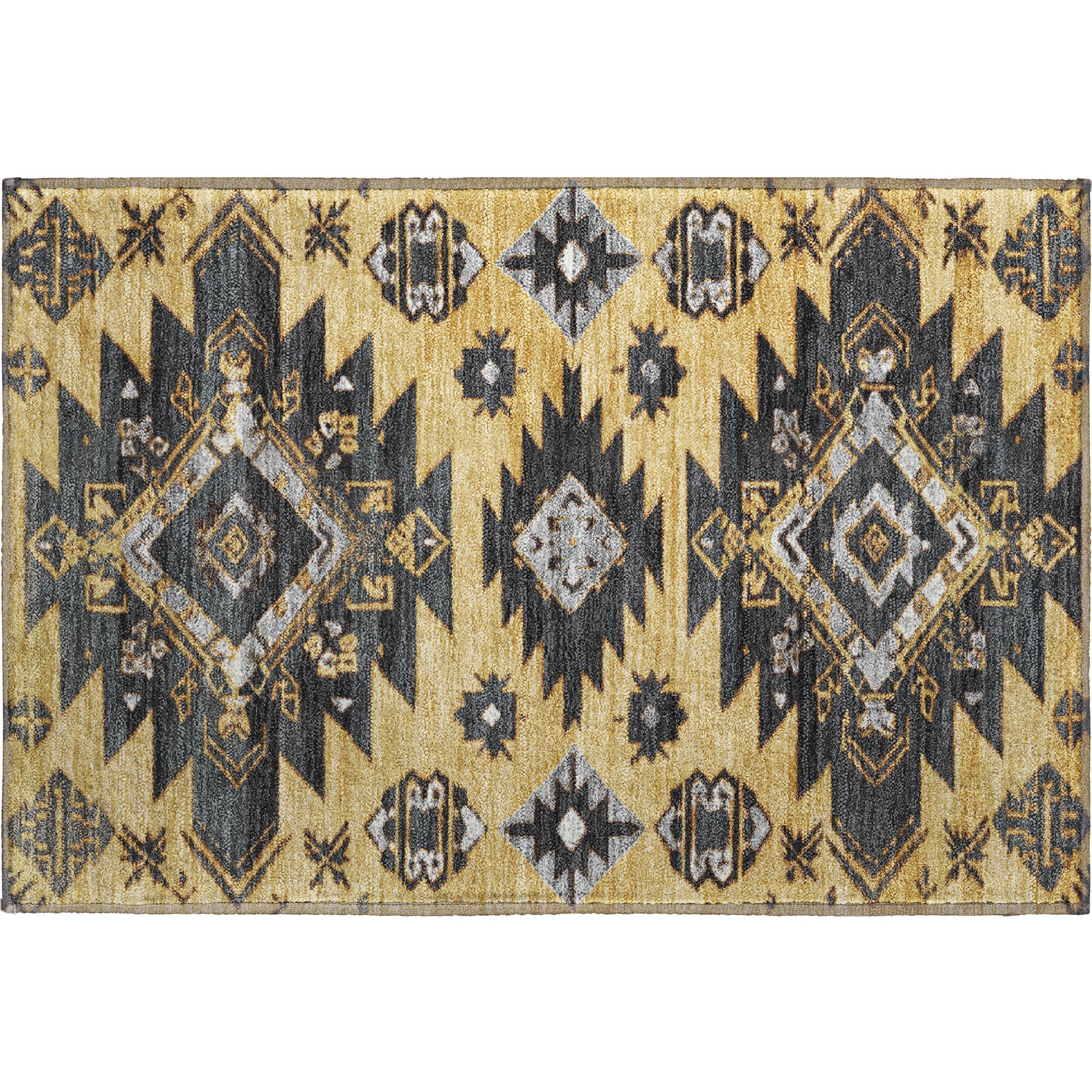 Florence Machine Washable Transitional Gold Rug 1'8" x 2'6" #shape_Rectangle