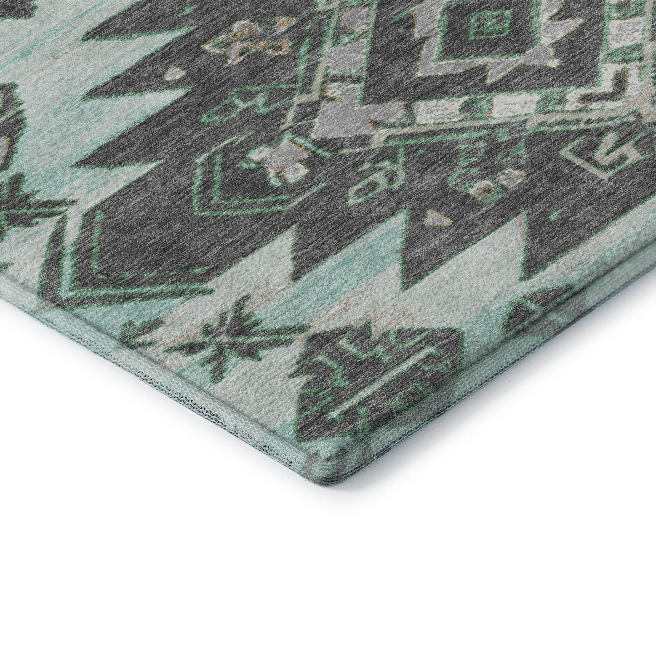 Florence Machine Washable Transitional Mint Green Rug 1'8" x 2'6" #shape_Rectangle