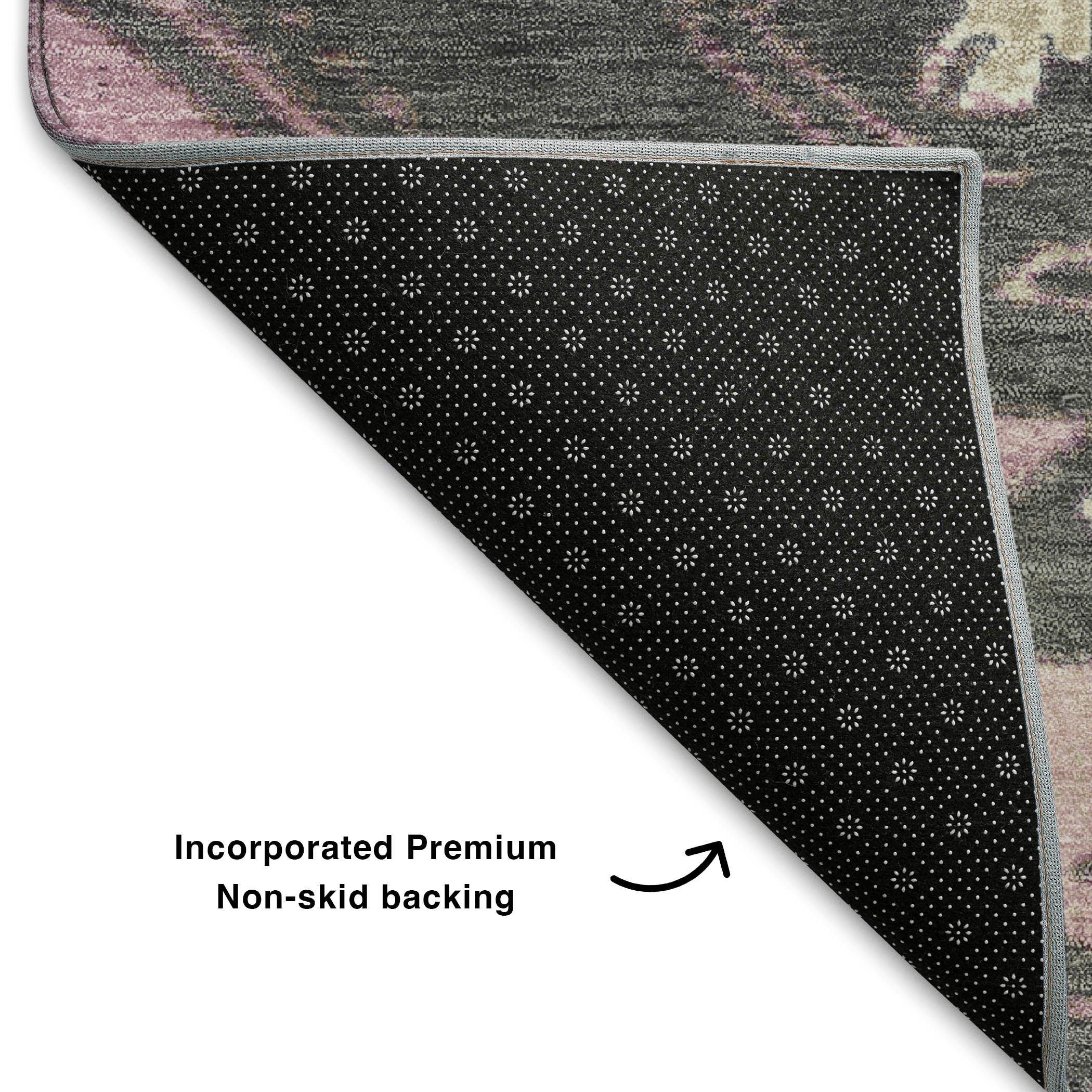 Florence Machine Washable Transitional Pink Rug 1'8" x 2'6" #shape_Rectangle