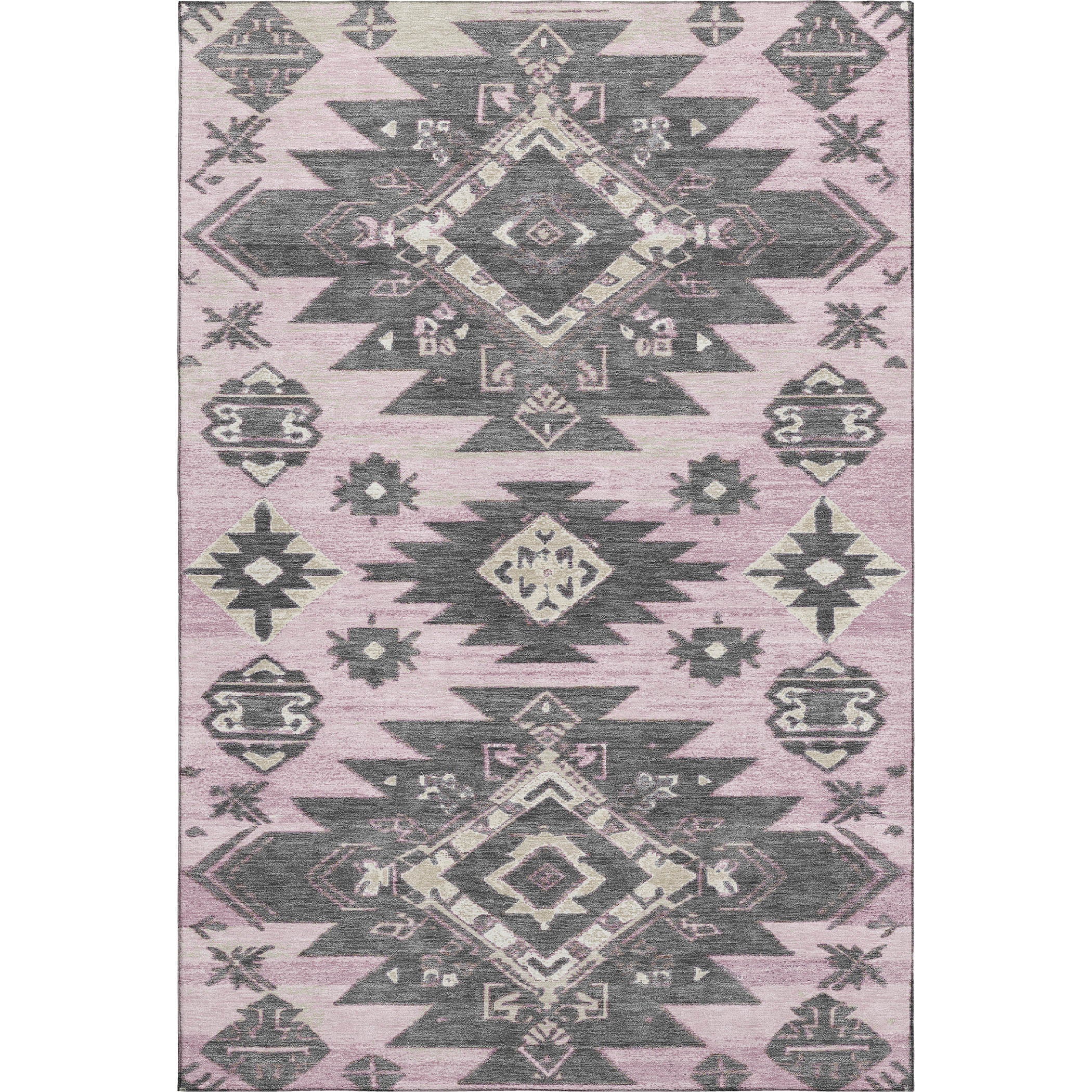 Florence Machine Washable Transitional Pink Rug 2'6" x 3'10" #shape_Rectangle