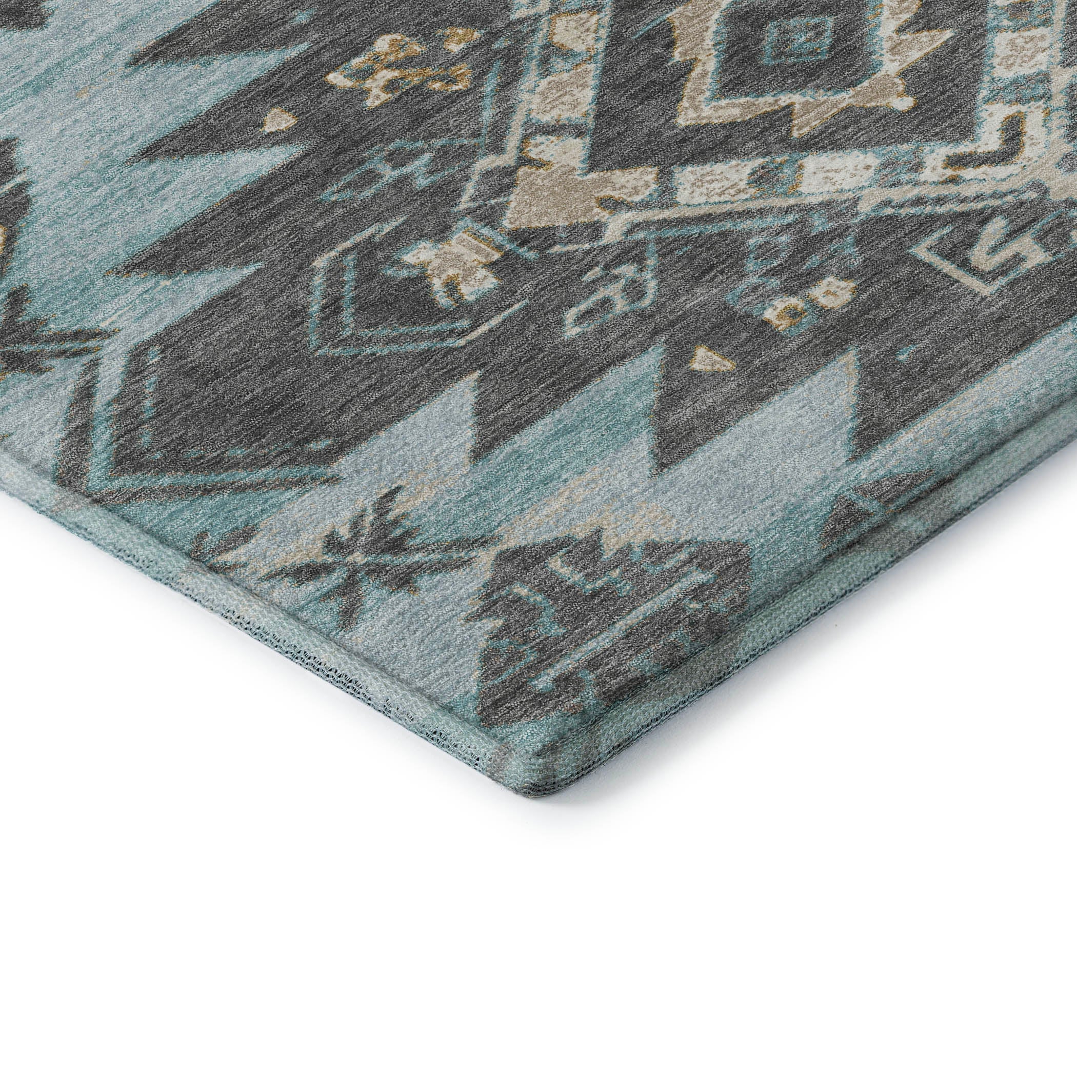 Florence Machine Washable Transitional Teal Rug 1'8" x 2'6" #shape_Rectangle