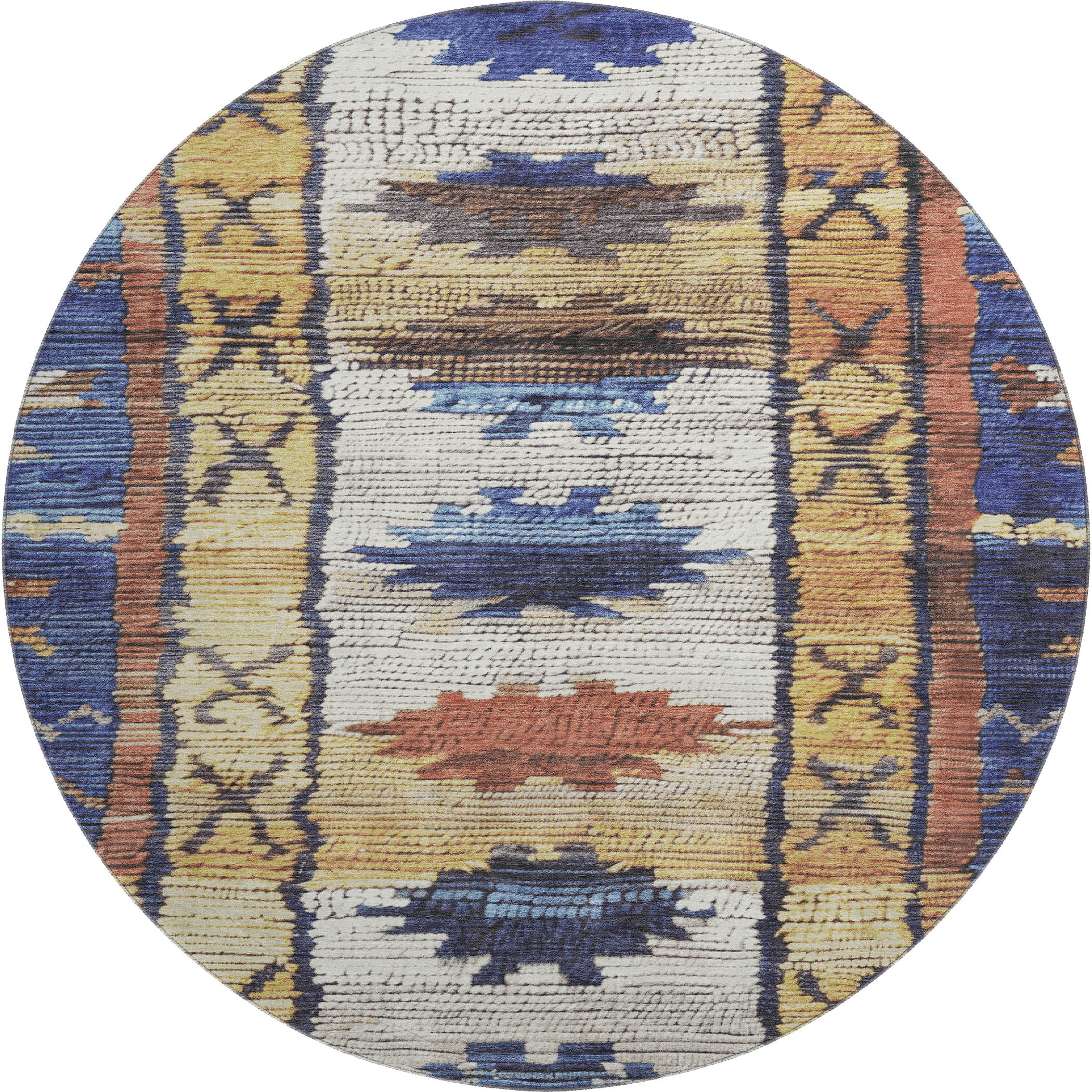 Lucerne Machine Washable Transitional Gold Rug 8' x 8' #shape_Round
