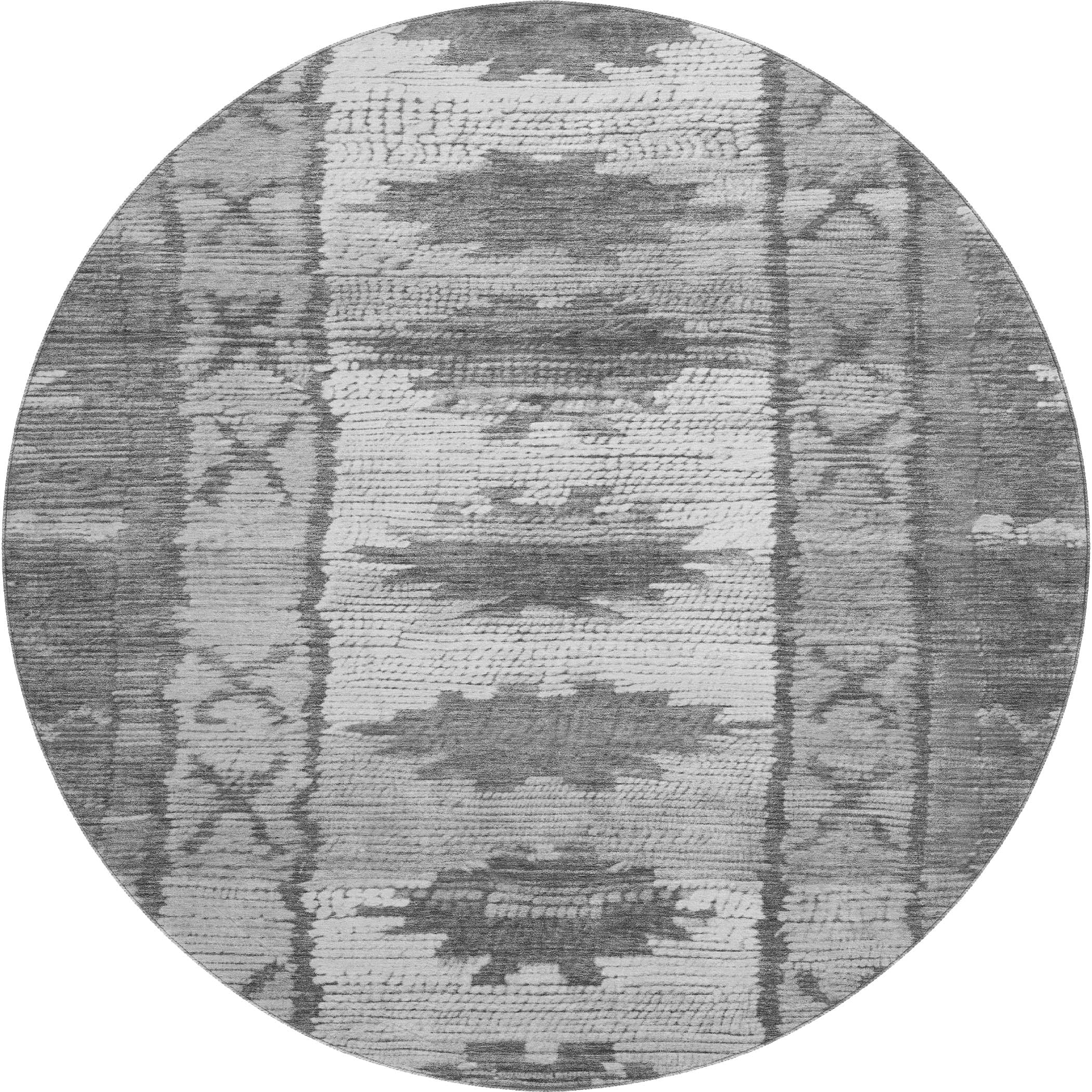 Lucerne Machine Washable Transitional Gray Rug 8' x 8' #shape_Round