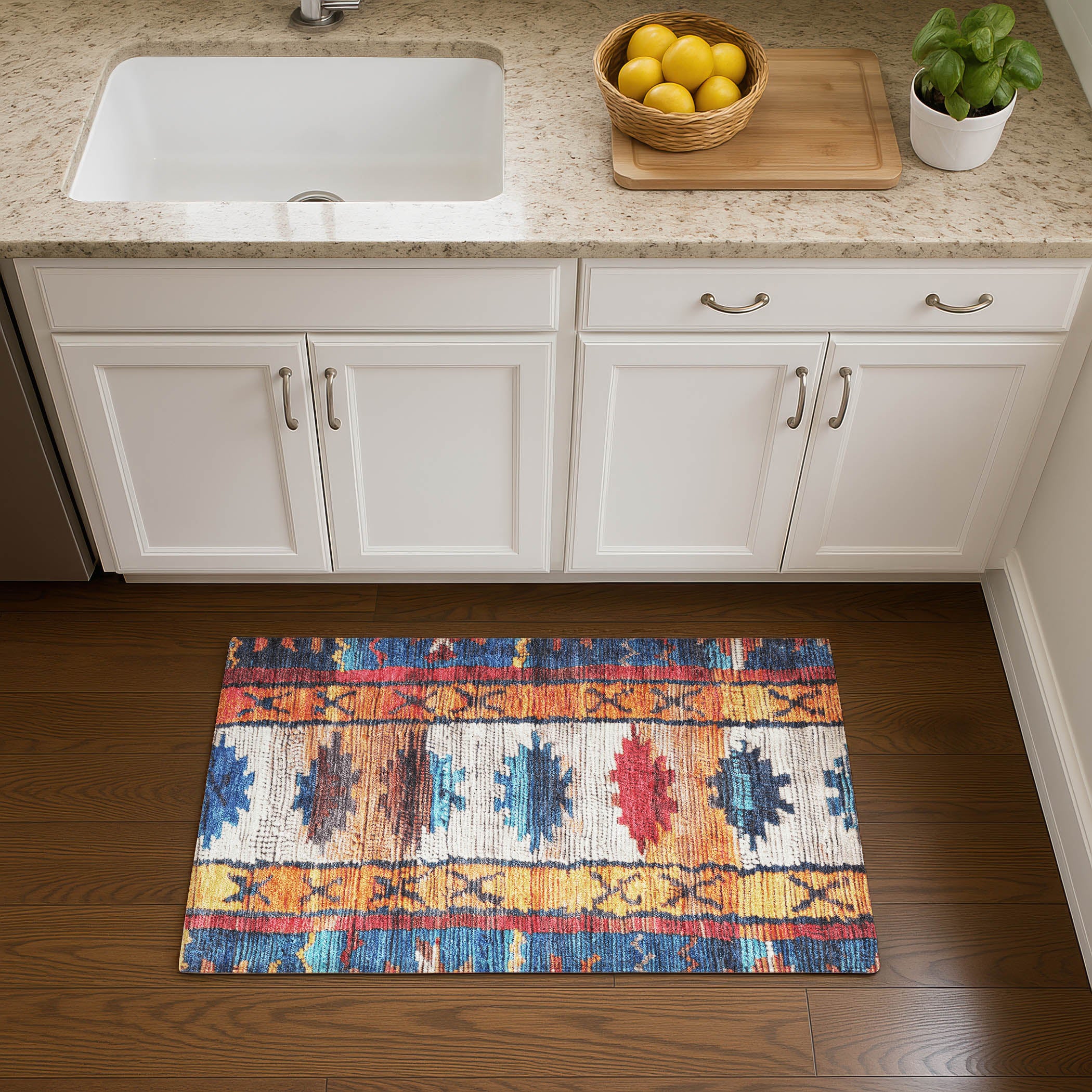 Lucerne Machine Washable Transitional Navy Blue Rug 1'8" x 2'6" #shape_Rectangle