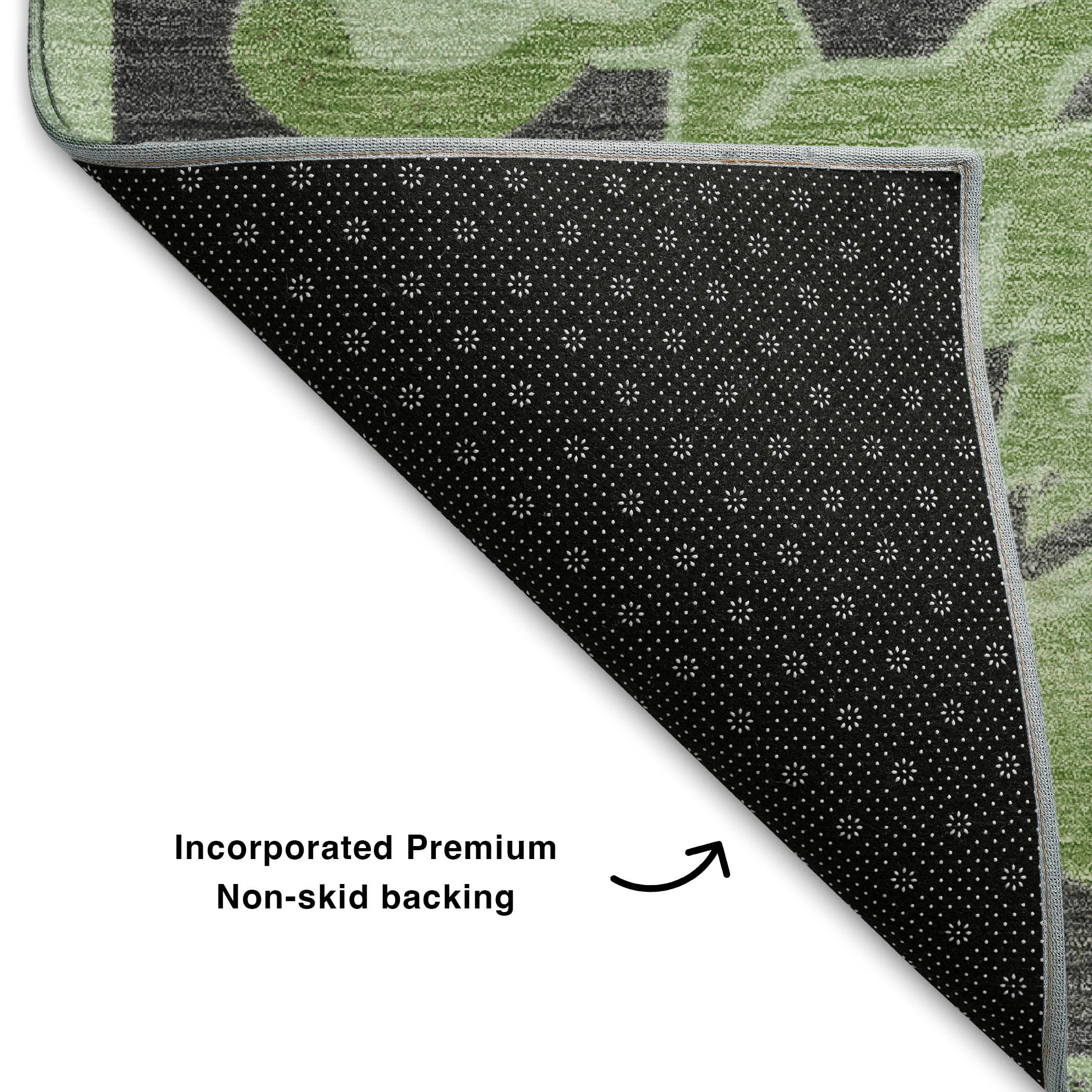 Bruges Machine Washable Traditional Aloe Green Rug 1'8" x 2'6" #shape_Rectangle