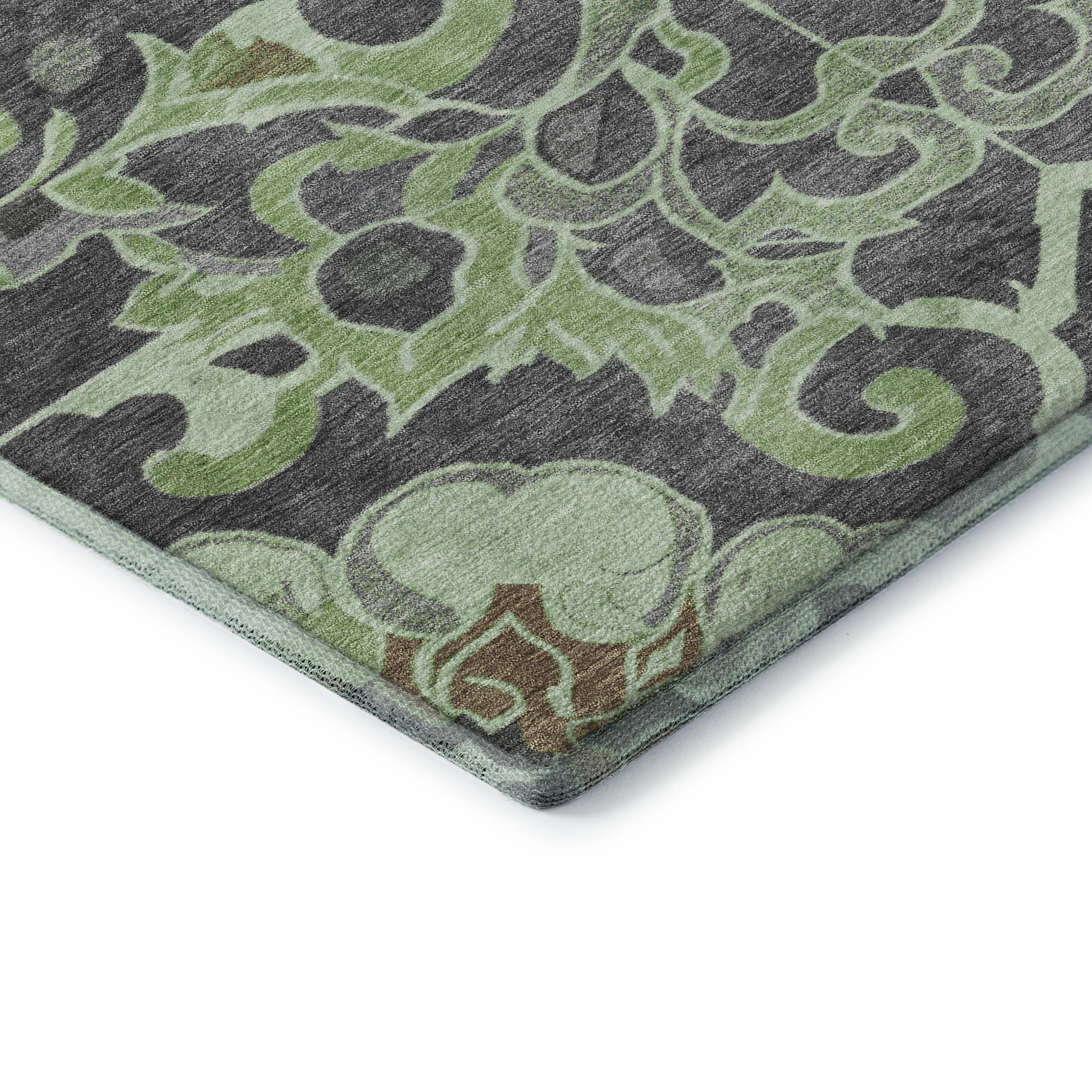Bruges Machine Washable Traditional Aloe Green Rug 1'8" x 2'6" #shape_Rectangle