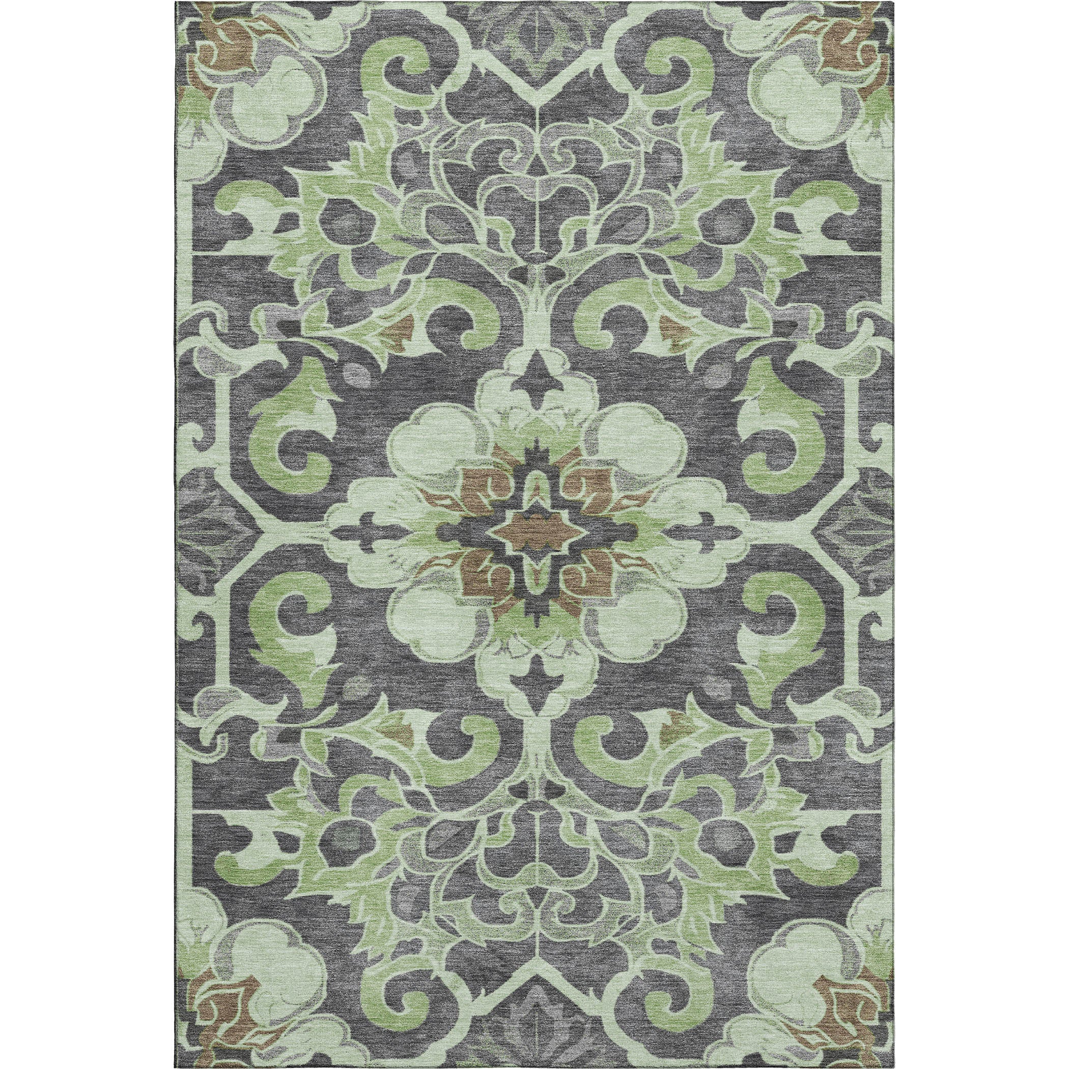 Bruges Machine Washable Traditional Aloe Green Rug 2'6" x 3'10" #shape_Rectangle