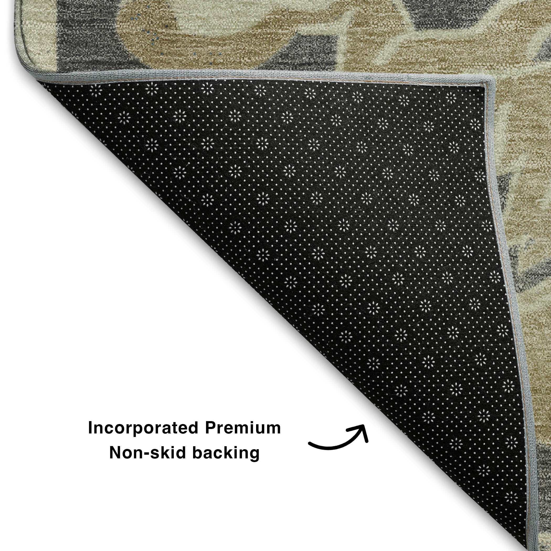 Bruges Machine Washable Traditional Beige Brown Rug 1'8" x 2'6" #shape_Rectangle