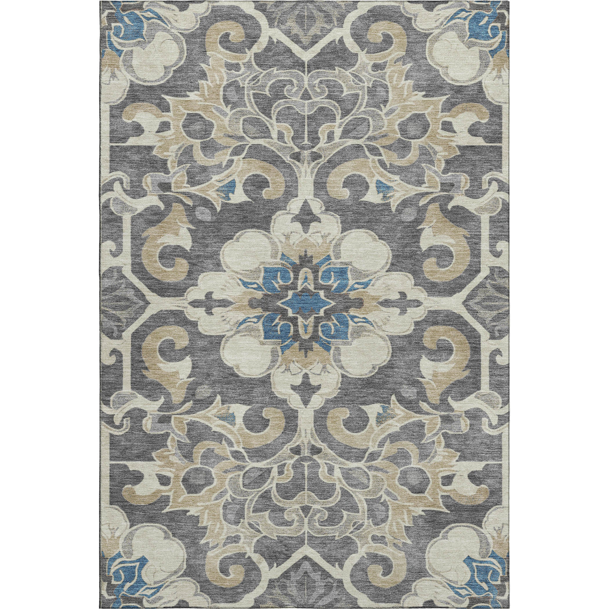 Bruges Machine Washable Traditional Beige Brown Rug 2'6" x 3'10" #shape_Rectangle