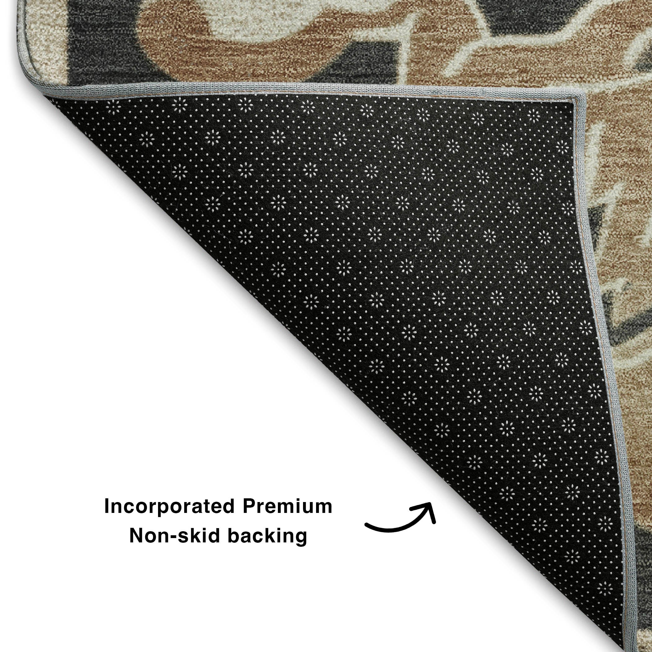 Bruges Machine Washable Traditional Charcoal Gray Rug 1'8" x 2'6" #shape_Rectangle