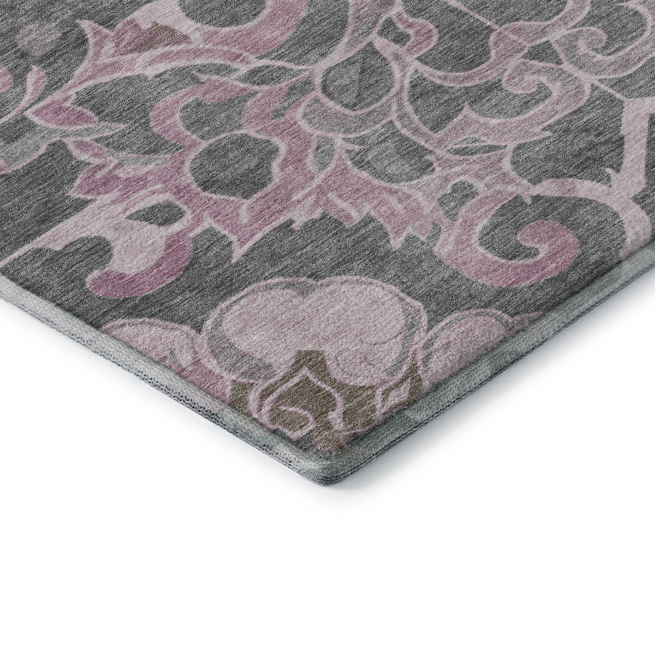 Bruges Machine Washable Traditional Pink Rug 1'8" x 2'6" #shape_Rectangle