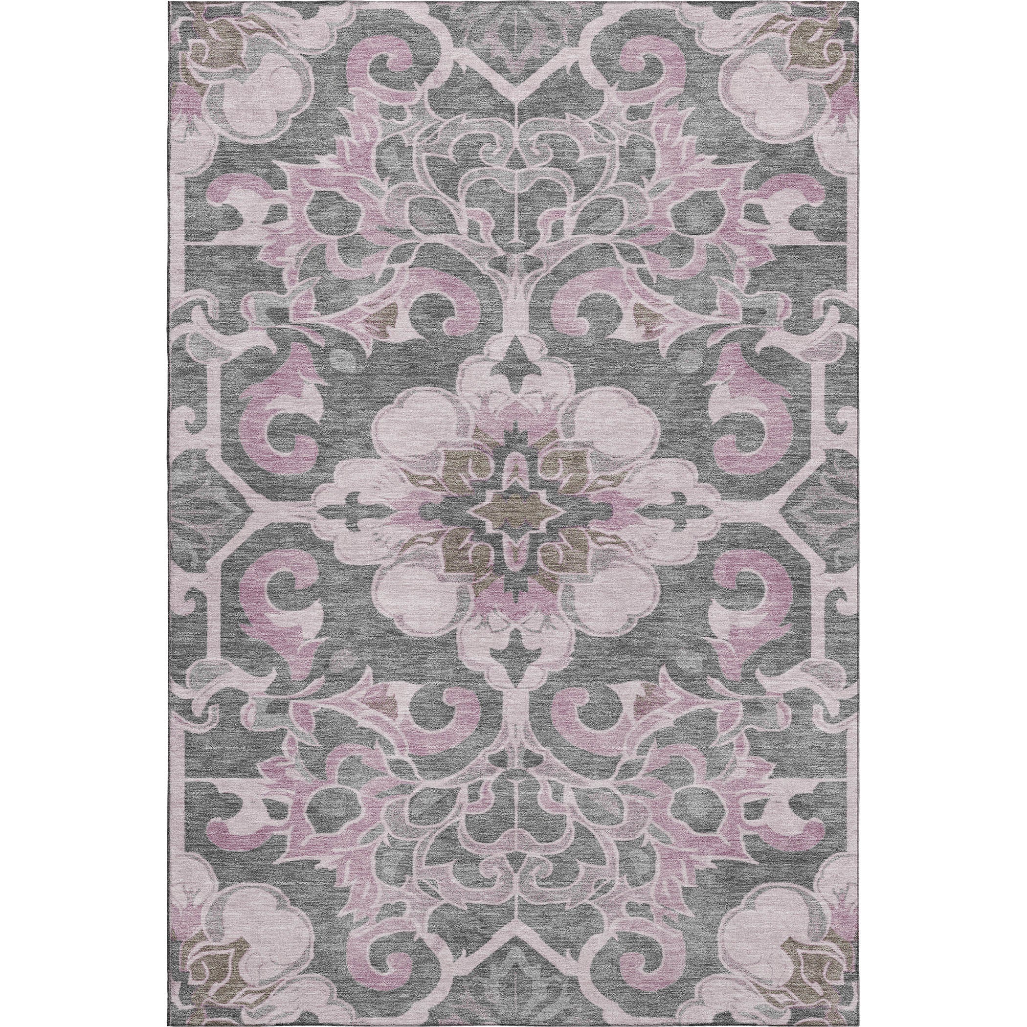 Bruges Machine Washable Traditional Pink Rug 2'6" x 3'10" #shape_Rectangle