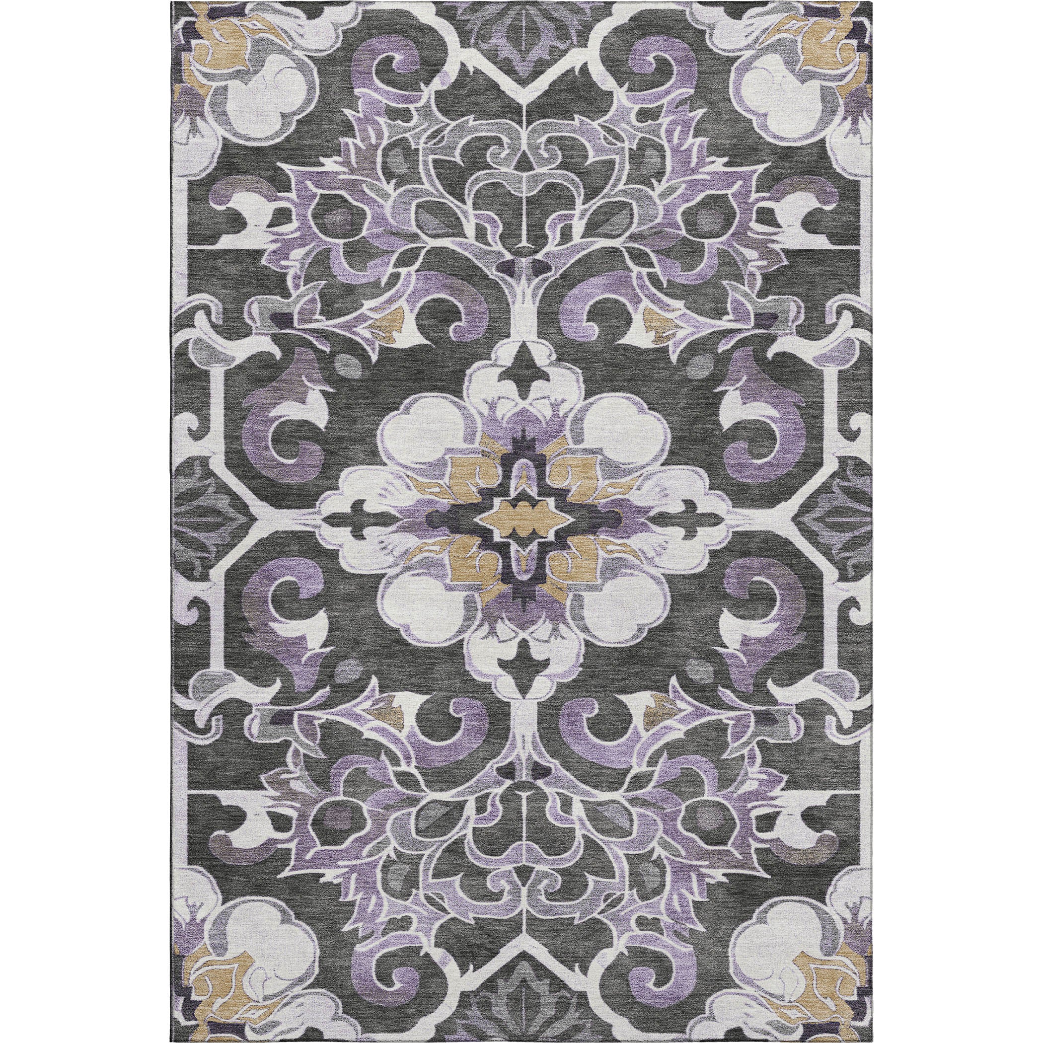 Bruges Machine Washable Traditional Purple Rug 2'6" x 3'10" #shape_Rectangle