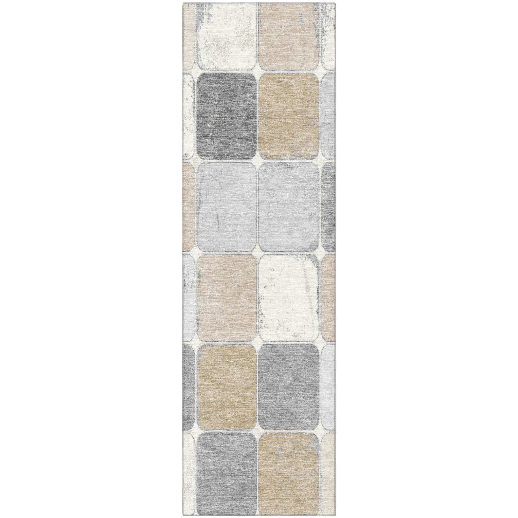 Bruges Machine Washable Transitional Beige Brown Rug 2'3" x 7'6" #shape_Runner