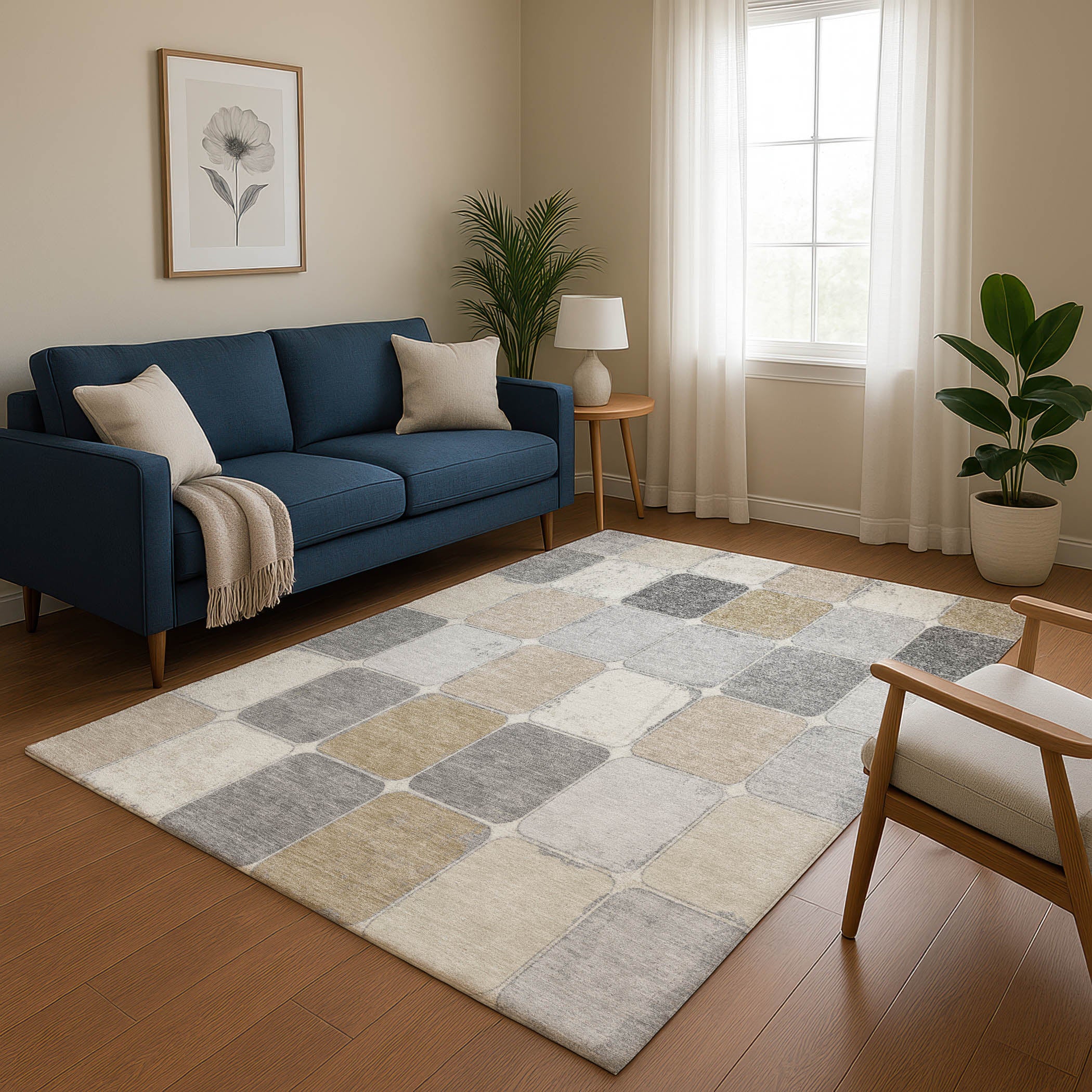 Bruges Machine Washable Transitional Beige Brown Rug 2'6" x 3'10" #shape_Rectangle
