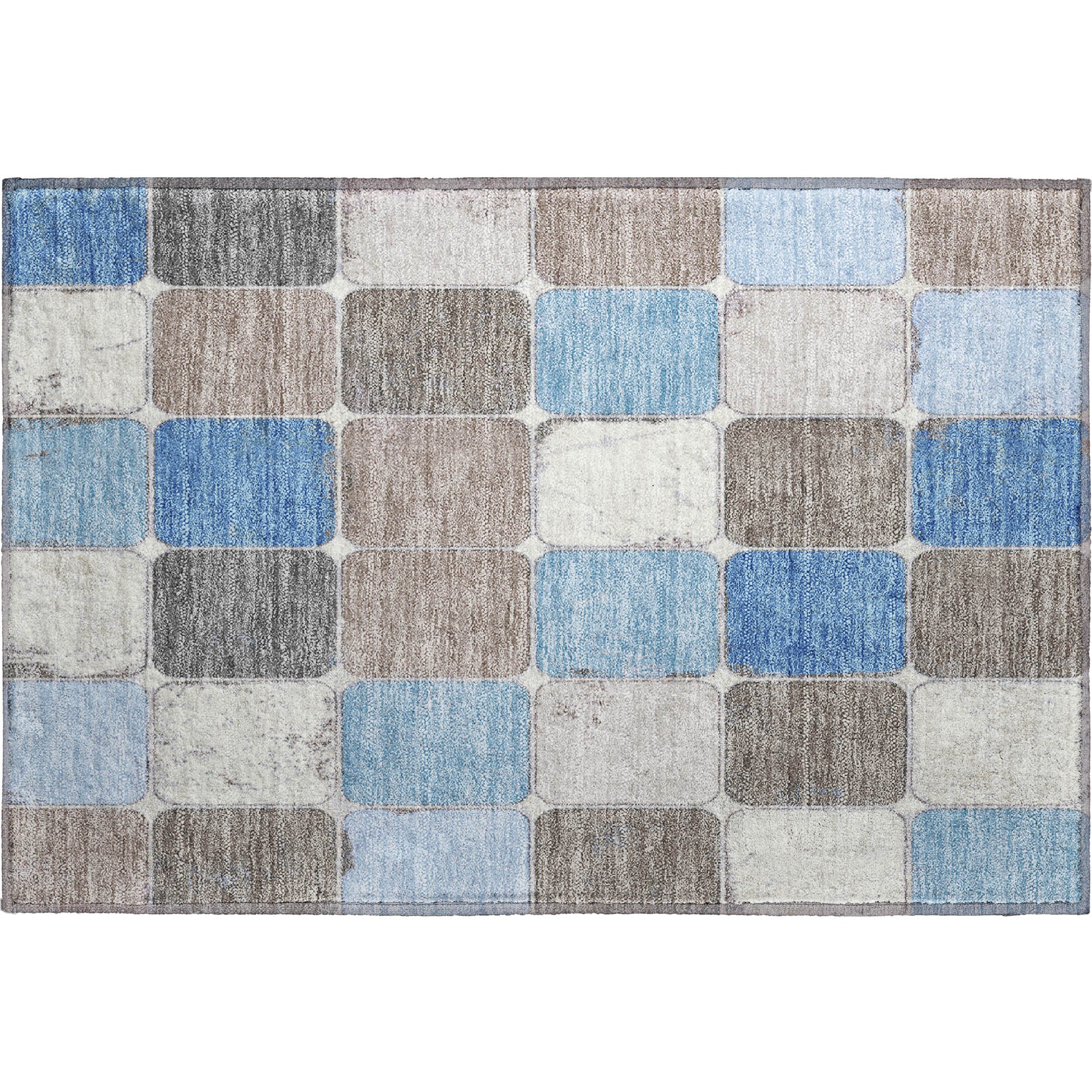 Bruges Machine Washable Transitional Blue Rug 1'8" x 2'6" #shape_Rectangle