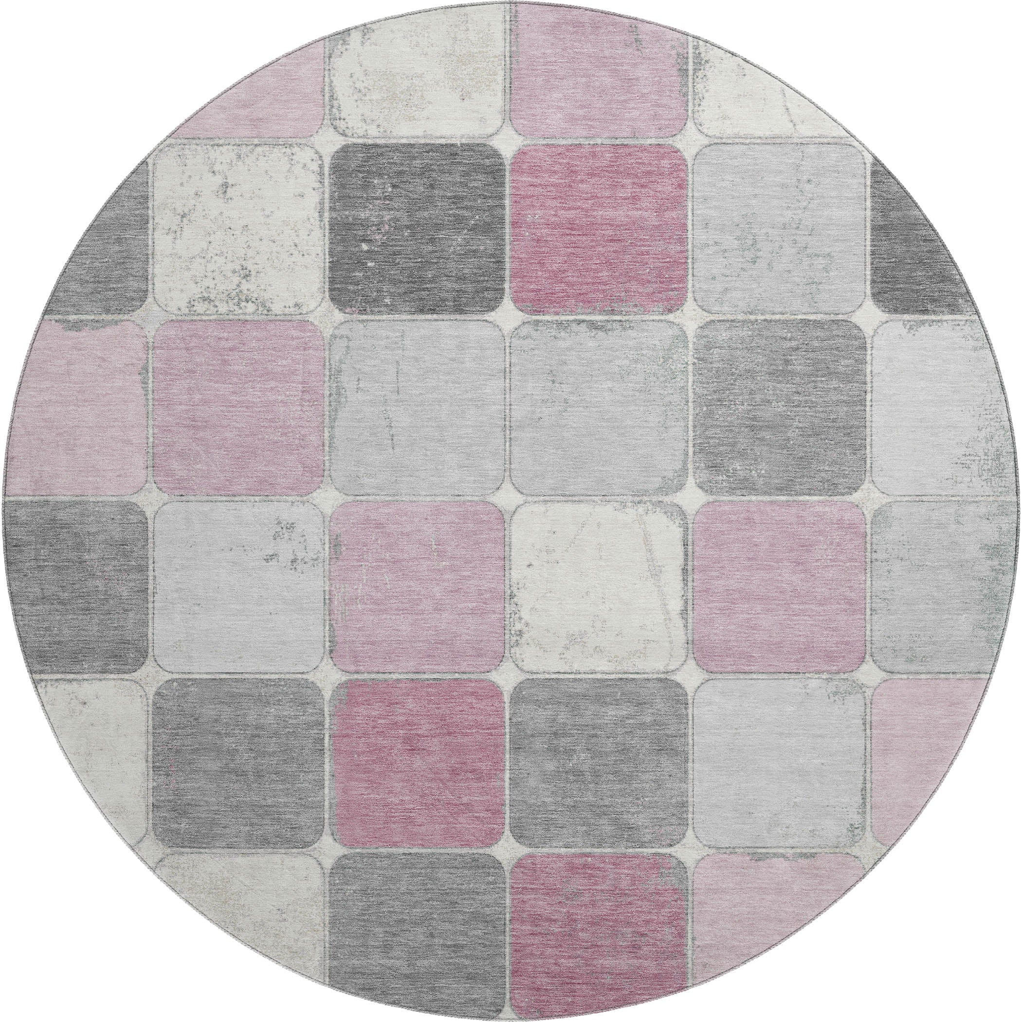Bruges Machine Washable Transitional Blush Pink Rug 8' x 8' #shape_Round