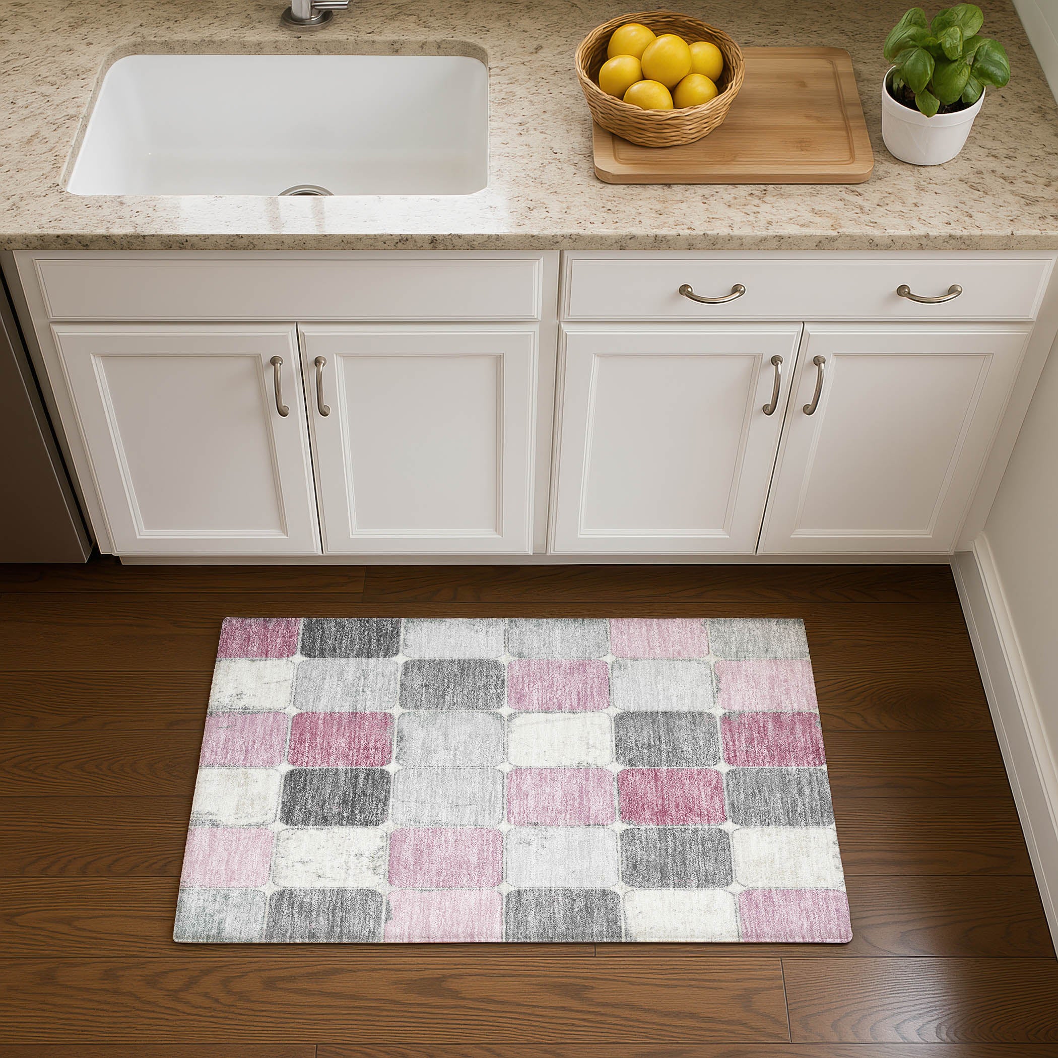 Bruges Machine Washable Transitional Blush Pink Rug 1'8" x 2'6" #shape_Rectangle