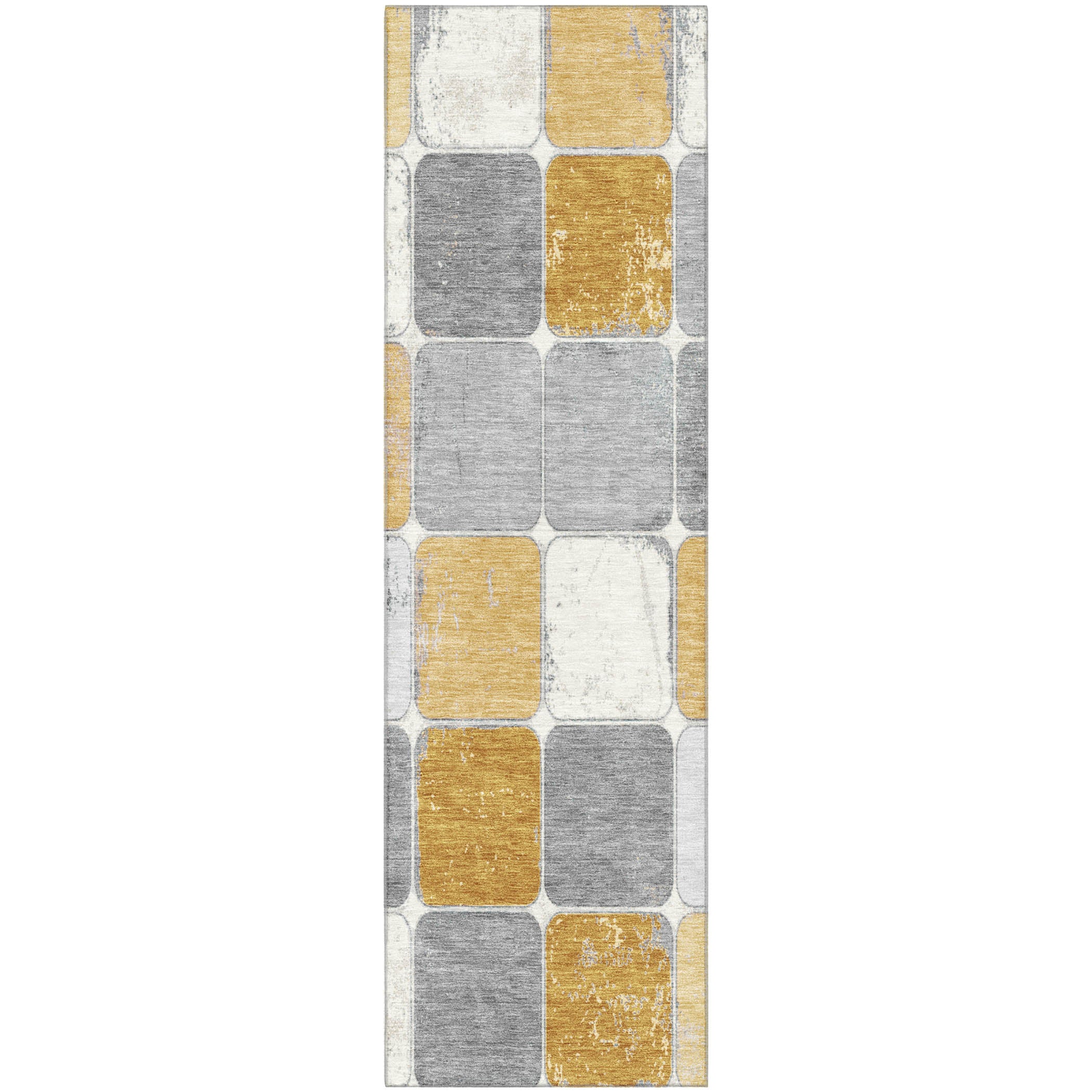 Bruges Machine Washable Transitional Gold Rug 2'3" x 7'6" #shape_Runner