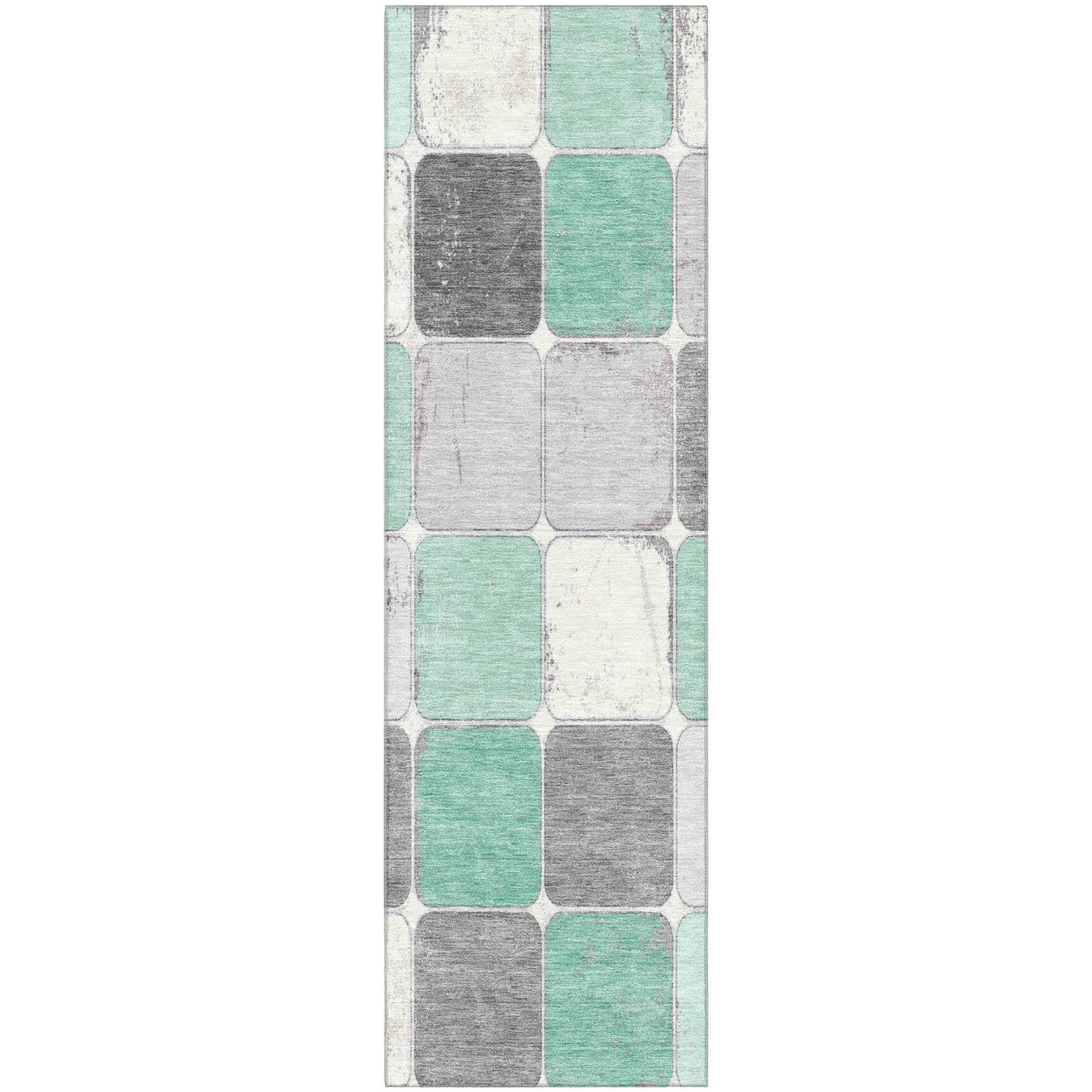 Bruges Machine Washable Transitional Mint Green Rug 2'3" x 7'6" #shape_Runner