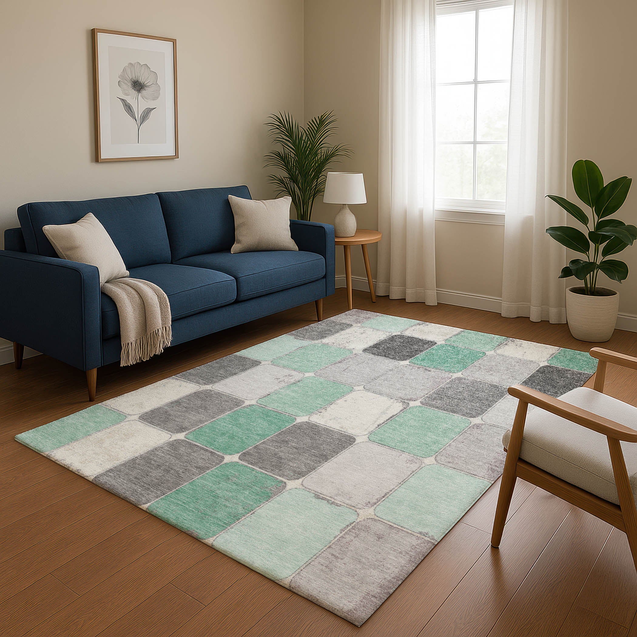 Bruges Machine Washable Transitional Mint Green Rug 2'6" x 3'10" #shape_Rectangle