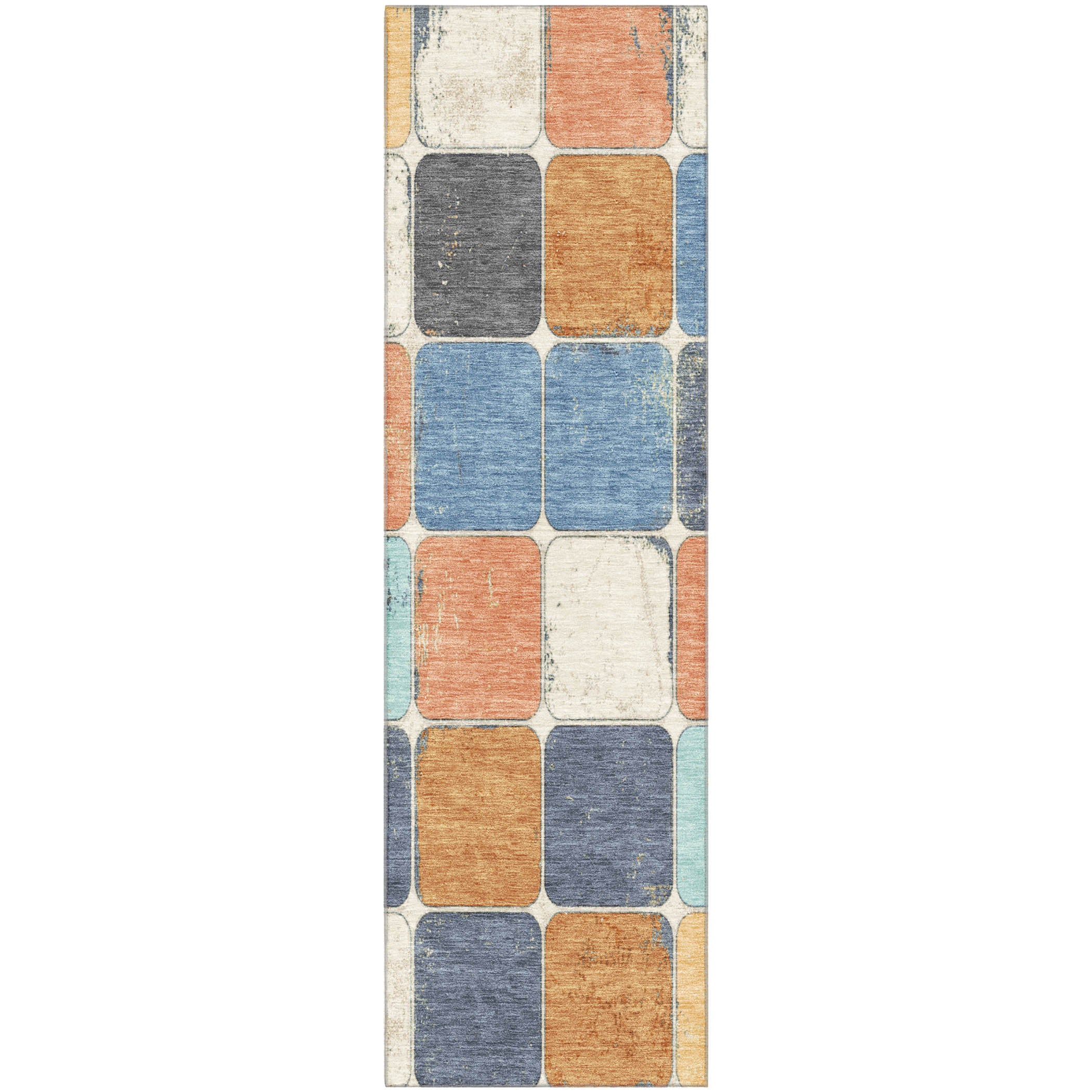 Bruges Machine Washable Transitional Rust Orange Rug 2'3" x 7'6" #shape_Runner