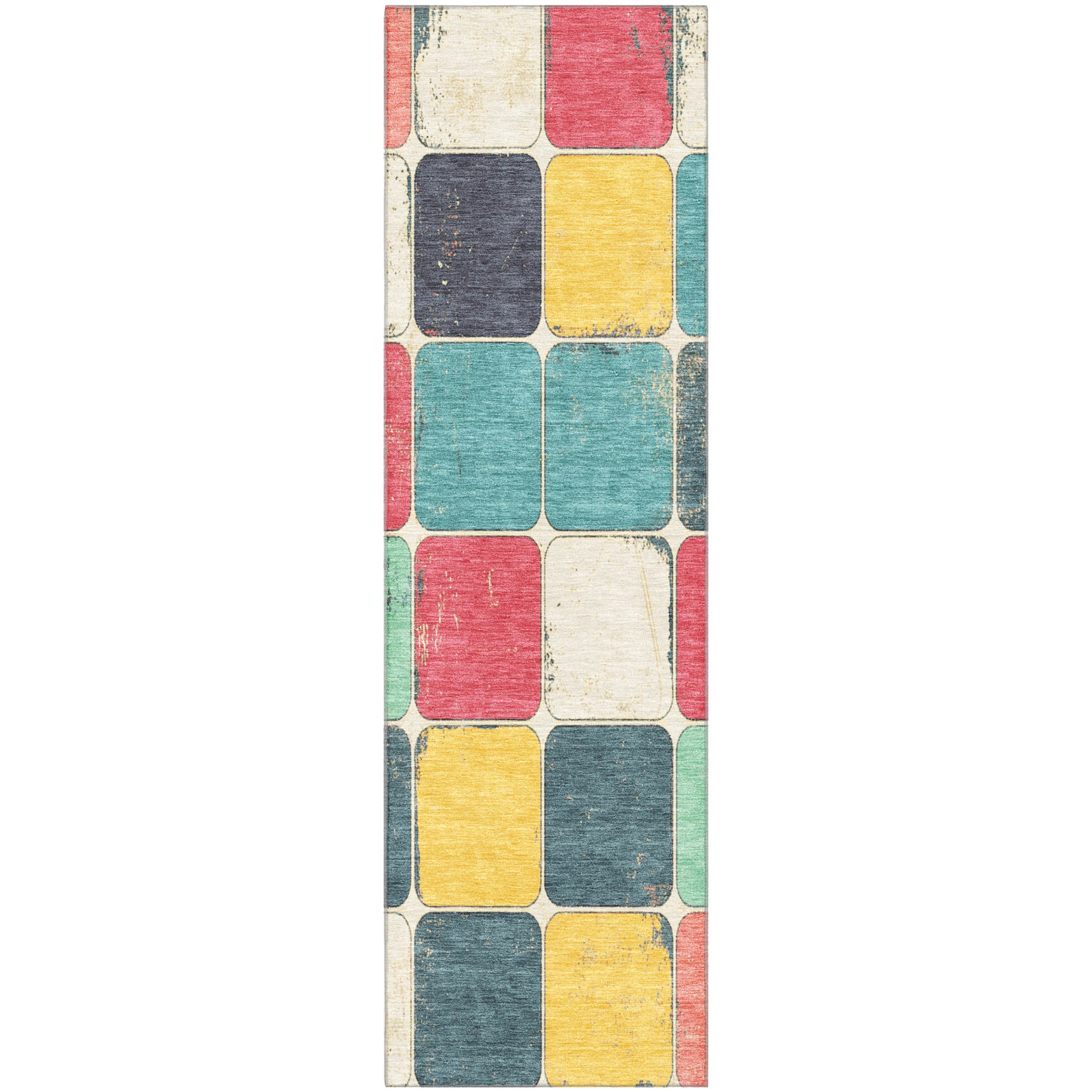 Bruges Machine Washable Transitional Teal Rug 2'3" x 7'6" #shape_Runner