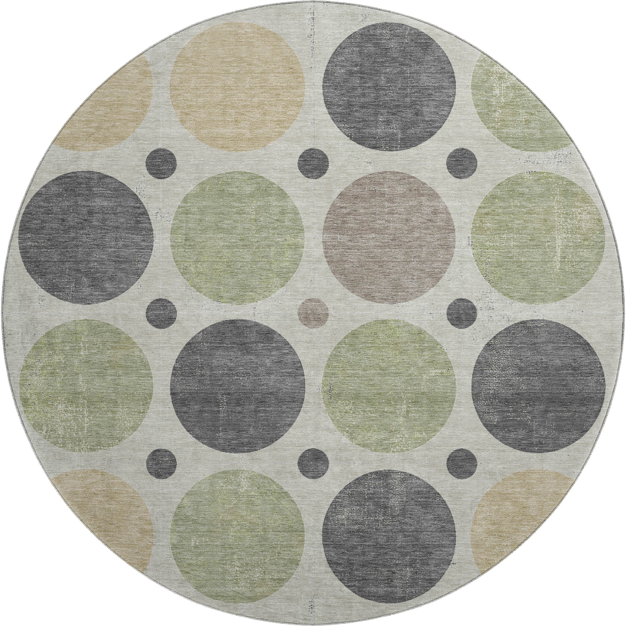 Prague Machine Washable Transitional Beige Brown Rug 8' x 8' #shape_Round