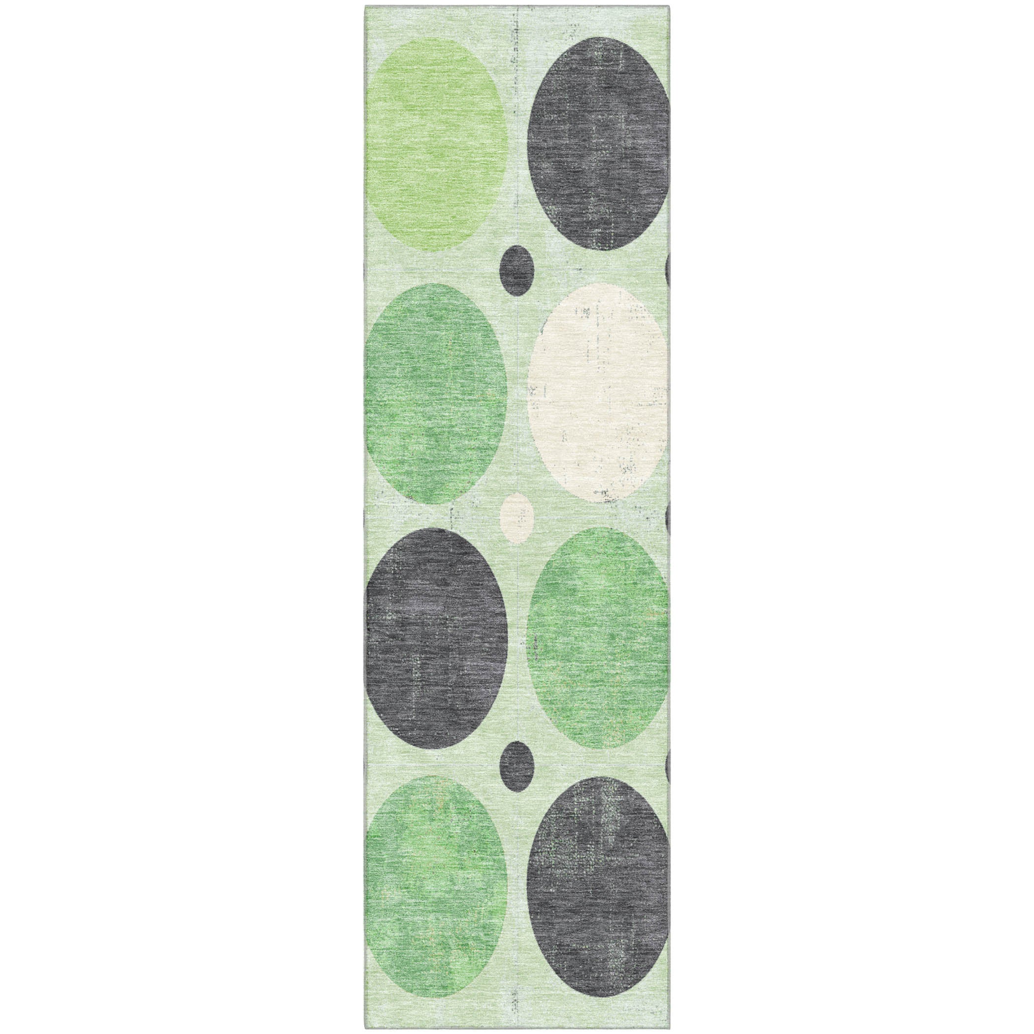 Prague Machine Washable Transitional Green Rug 2'3" x 7'6" #shape_Runner
