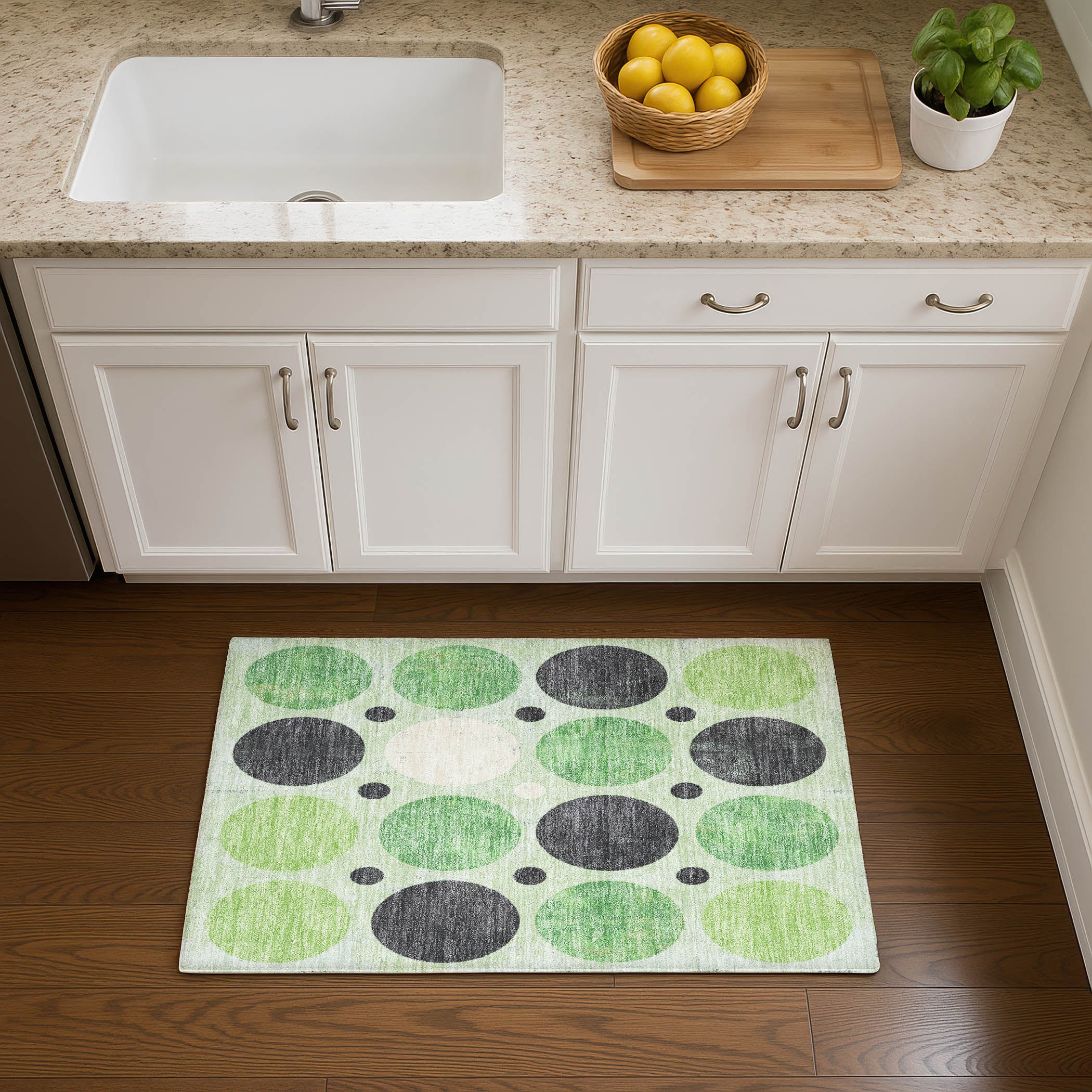 Prague Machine Washable Transitional Green Rug 1'8" x 2'6" #shape_Rectangle