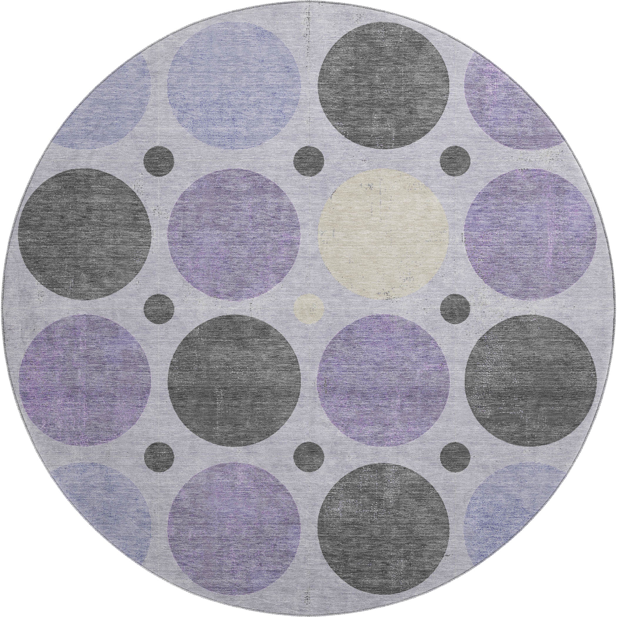Prague Machine Washable Transitional Lavender Purple Rug 8' x 8' #shape_Round