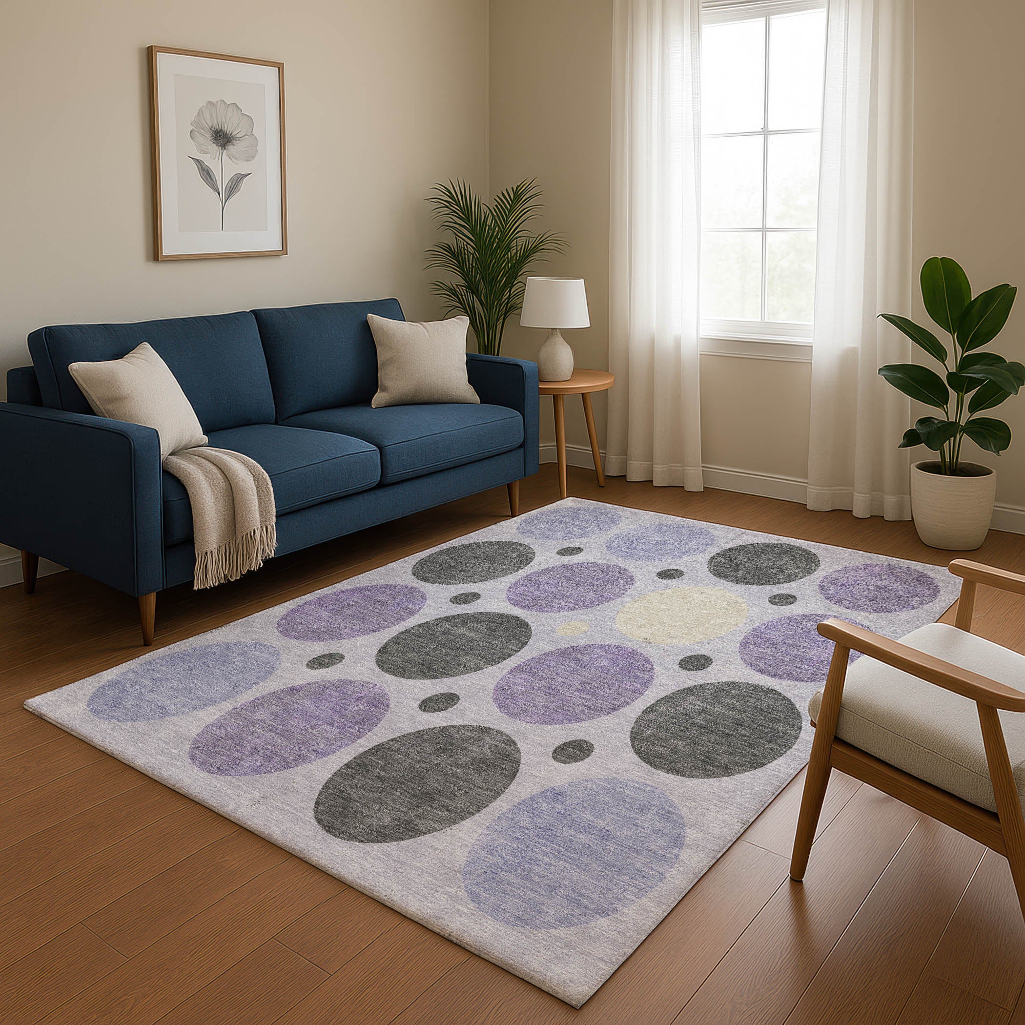 Prague Machine Washable Transitional Lavender Purple Rug 2'6" x 3'10" #shape_Rectangle