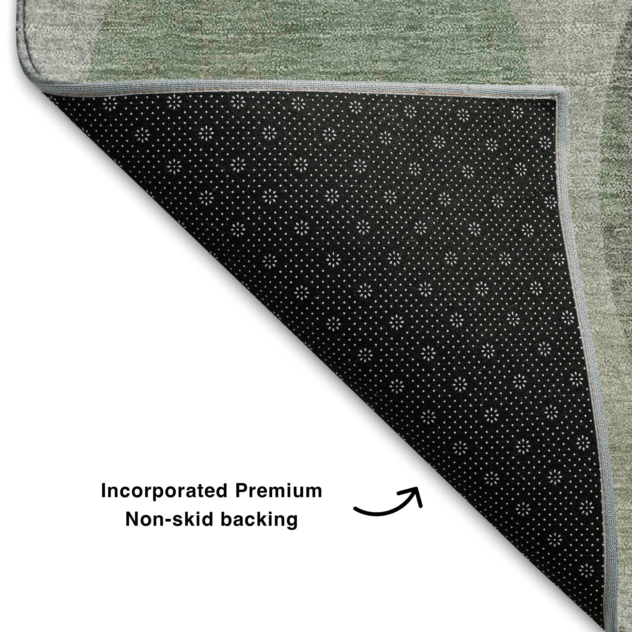 Prague Machine Washable Transitional Sage Green Rug 1'8" x 2'6" #shape_Rectangle