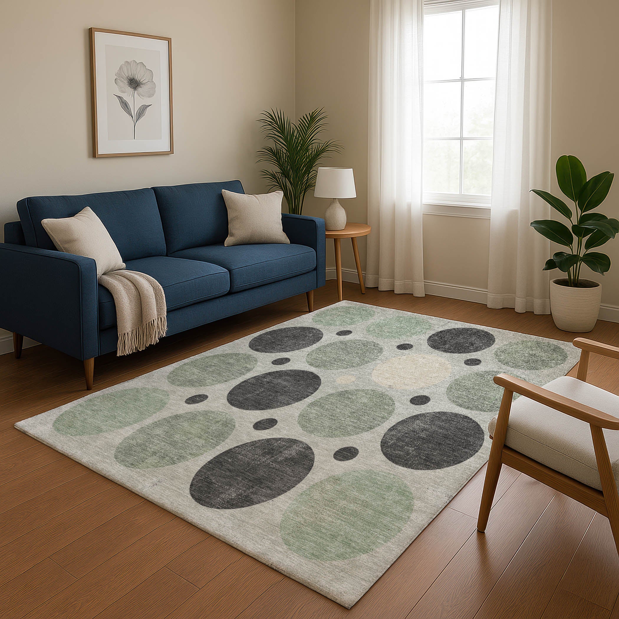 Prague Machine Washable Transitional Sage Green Rug 2'6" x 3'10" #shape_Rectangle