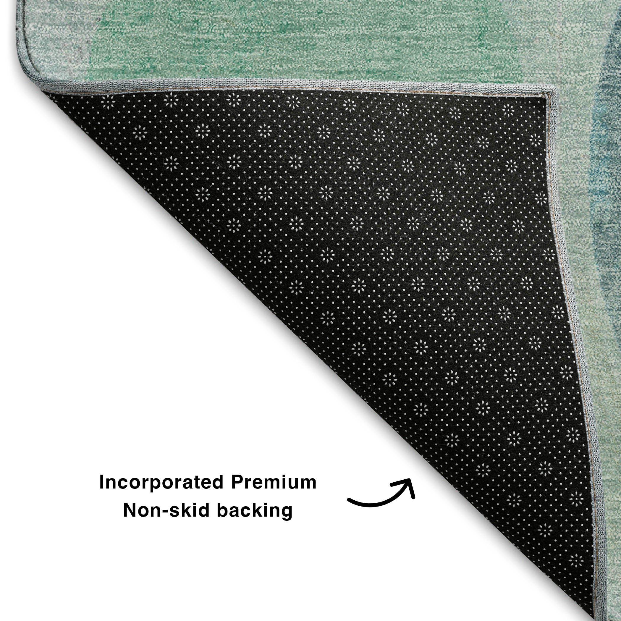 Prague Machine Washable Transitional Teal Rug 1'8" x 2'6" #shape_Rectangle