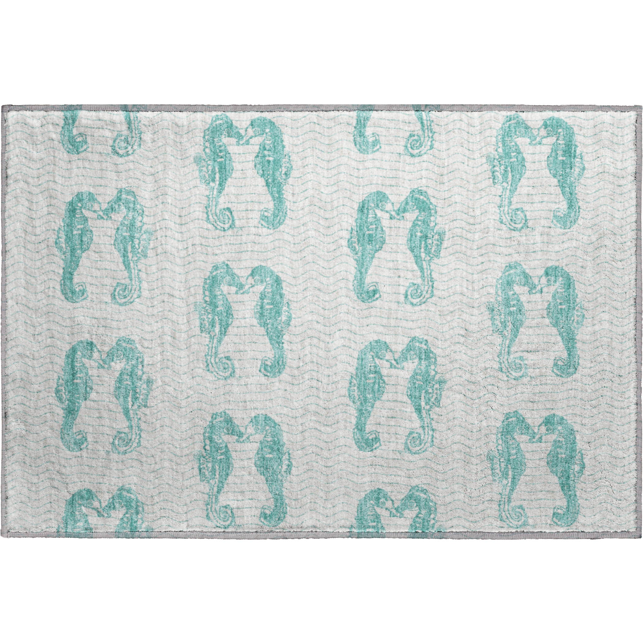 Athens Machine Washable Coastal Aqua Teal Rug 1'8" x 2'6" #shape_Rectangle