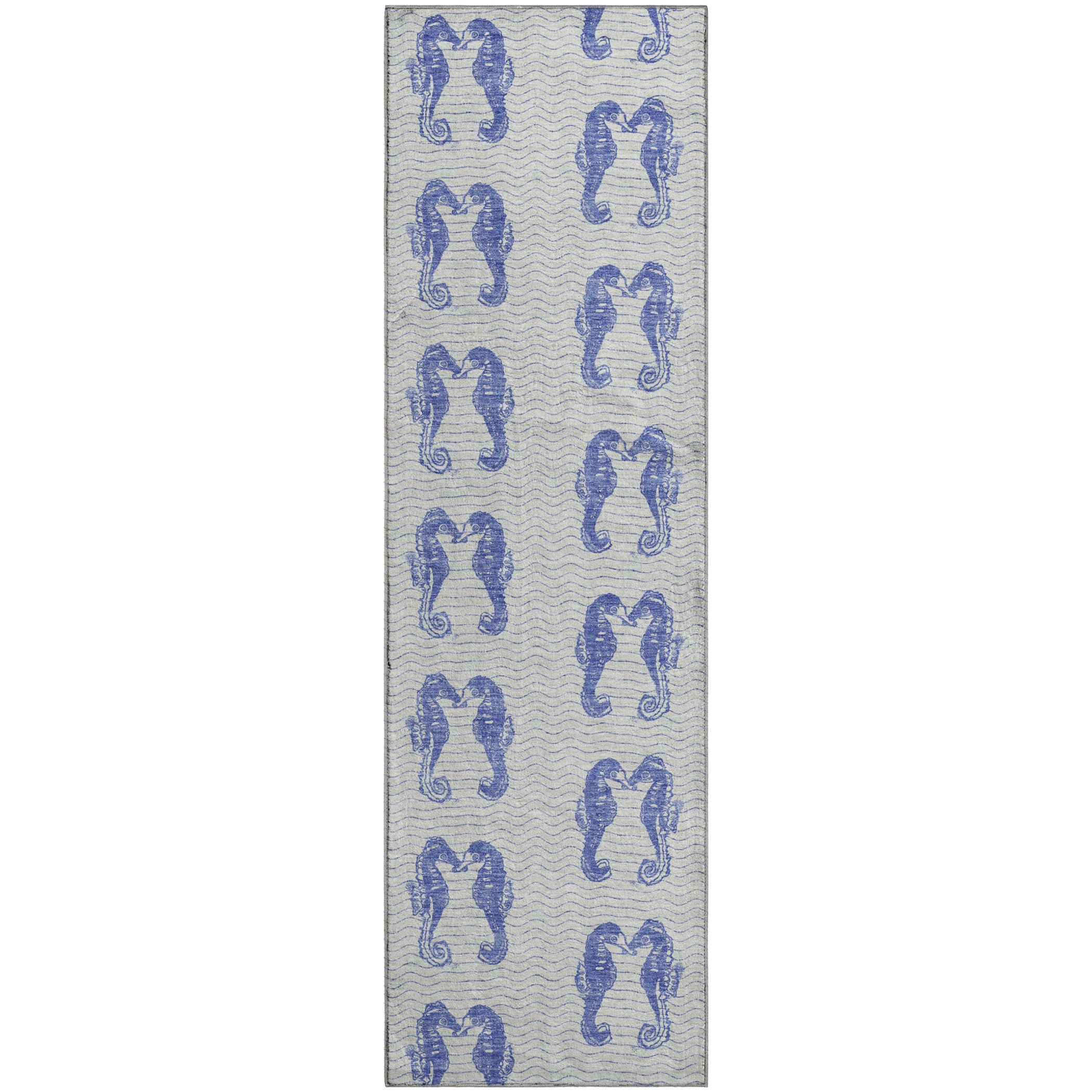Athens Machine Washable Coastal Blue Navy Rug 2'3" x 7'6" #shape_Runner