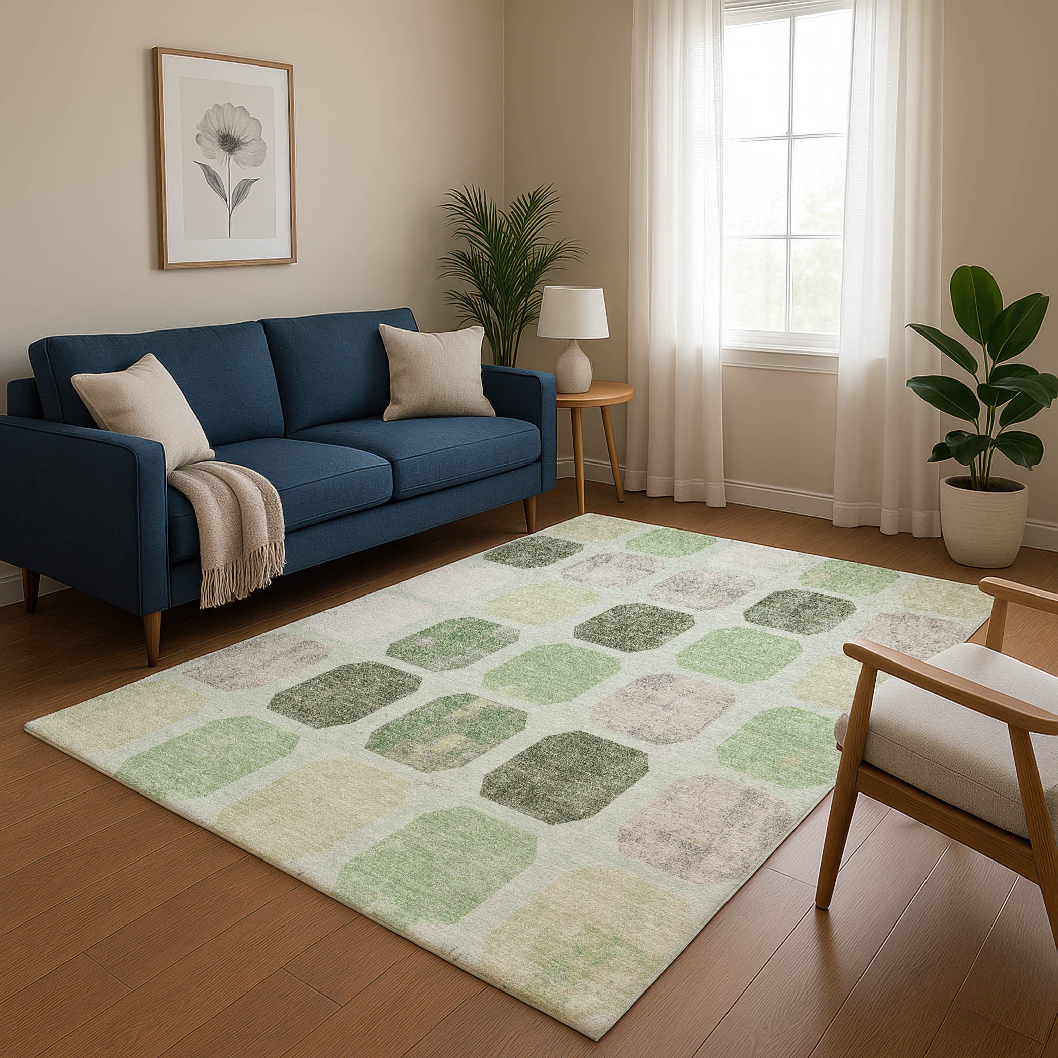Athens Machine Washable Transitional Aloe Green Rug 2'6" x 3'10" #shape_Rectangle
