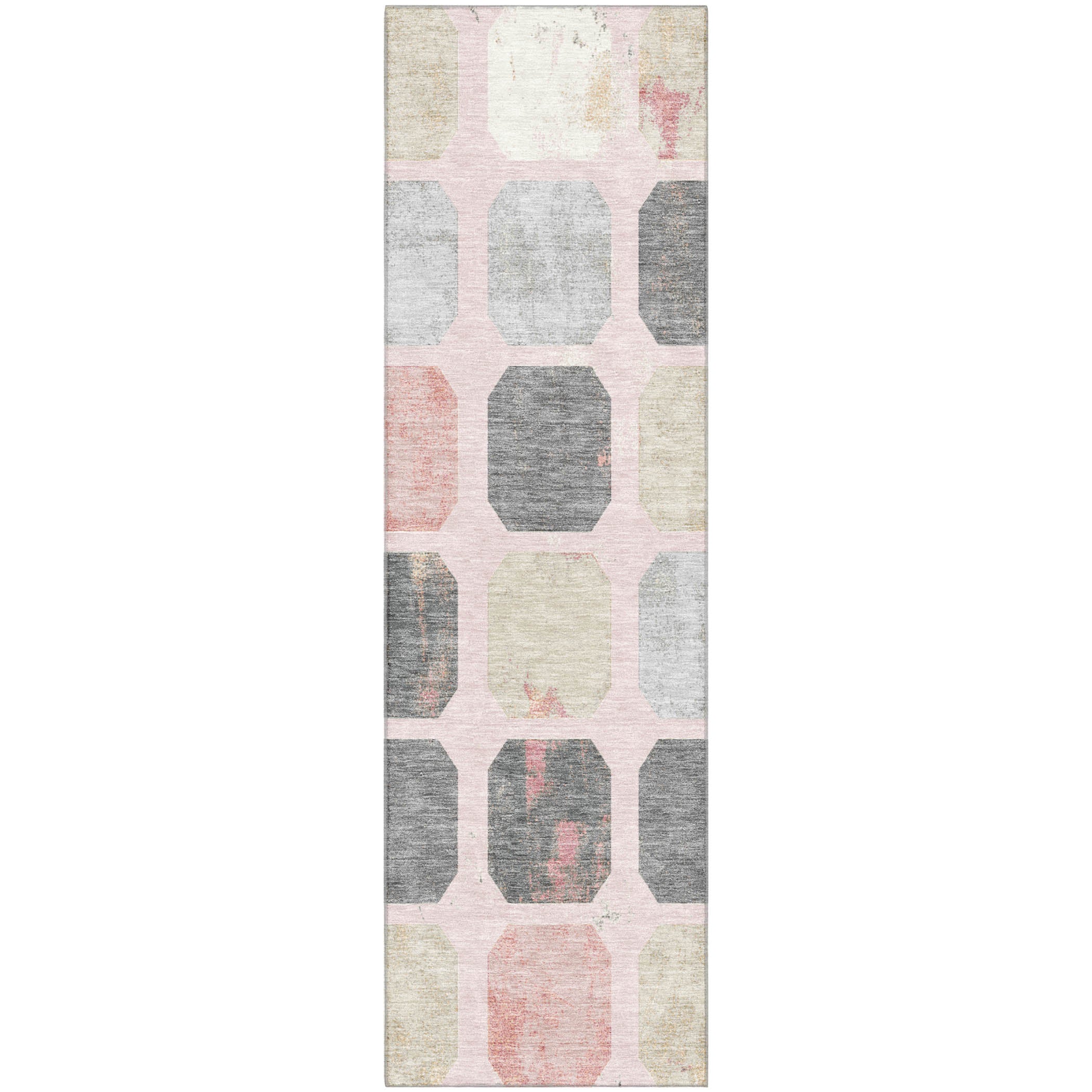 Athens Machine Washable Transitional Blush Pink Rug 2'3" x 7'6" #shape_Runner