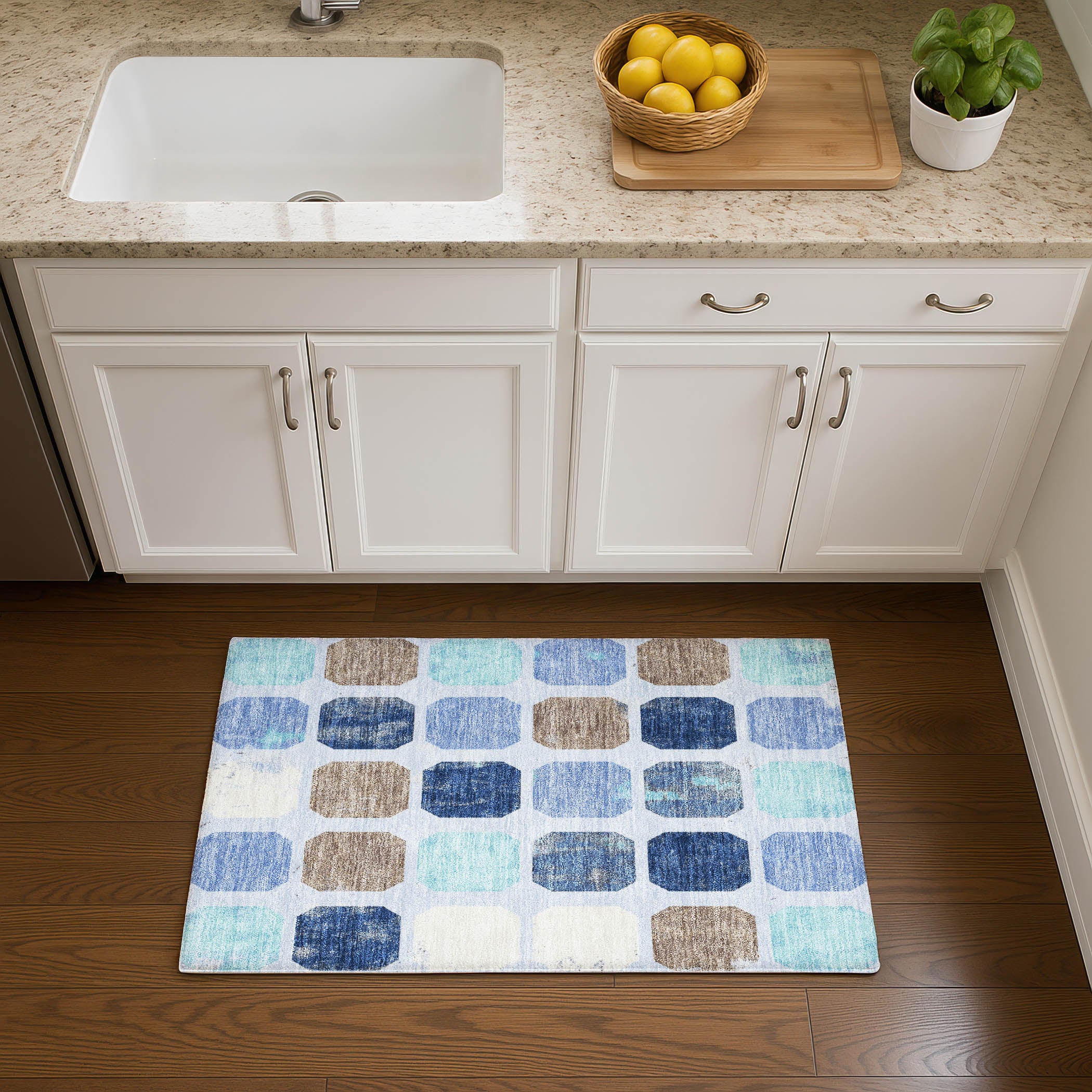 Athens Machine Washable Transitional Denim Blue Rug 1'8" x 2'6" #shape_Rectangle